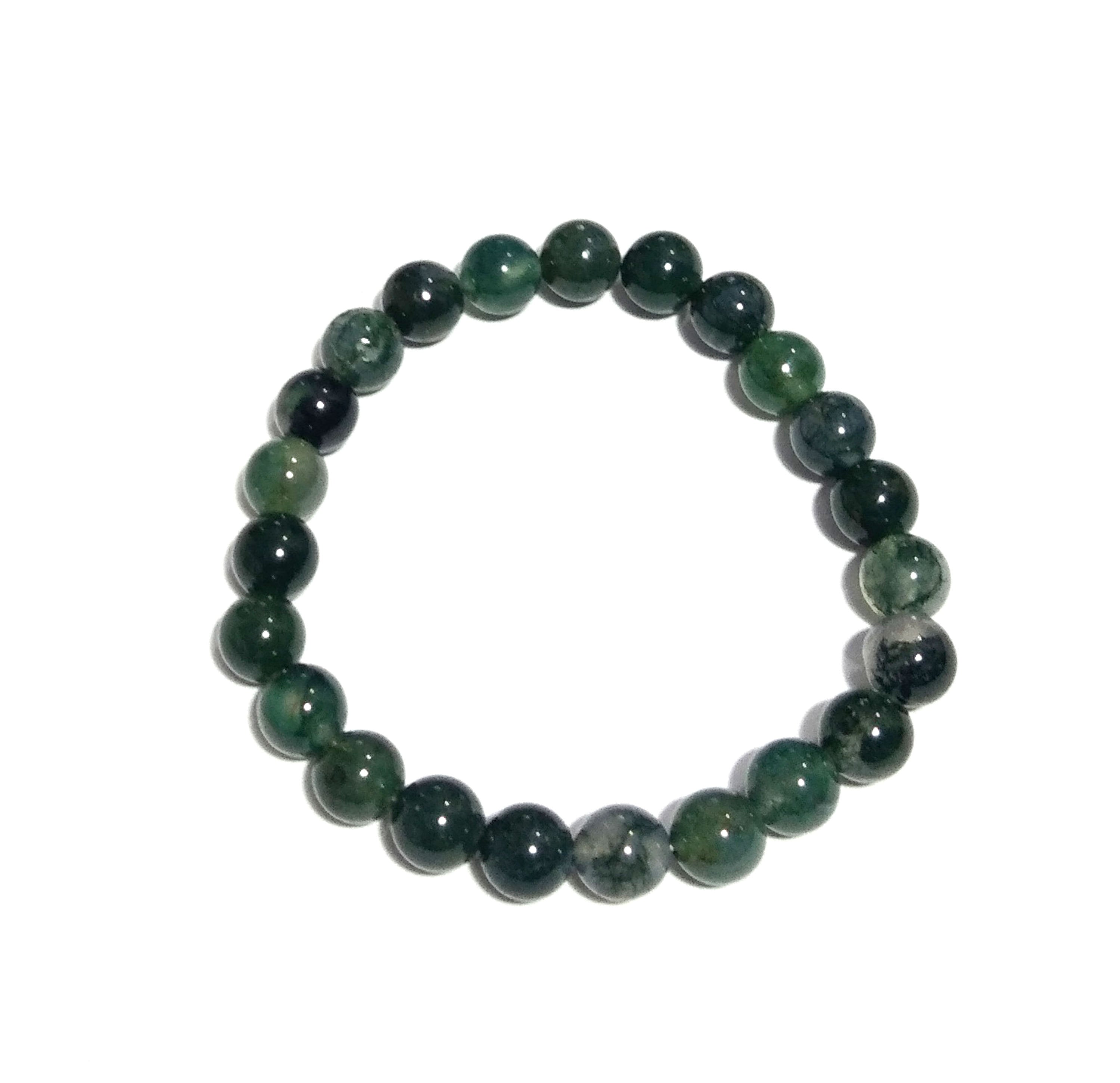 Moss Agate Bracelet Beads Stone, Natural Moss Agate Healing Handmade for Men & Women Round Bracelet Size 8x8mm Gift Easter day Bracelet