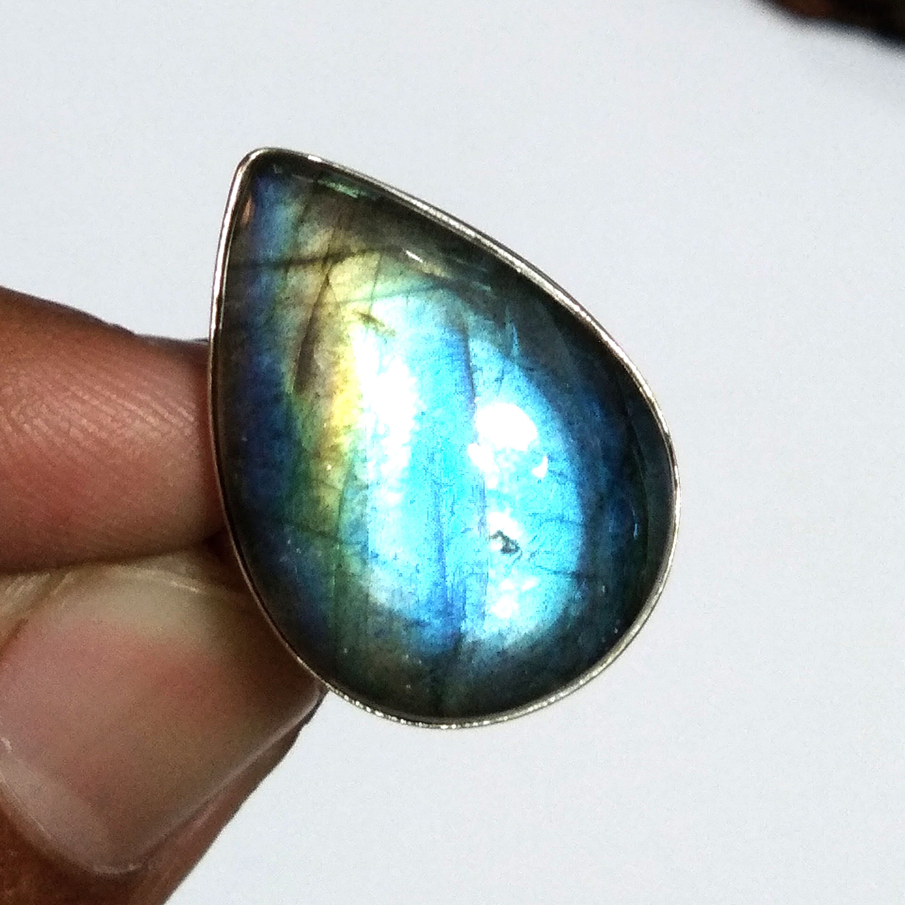 Natural Labradorite Blue Fire Gemstone Ring, 925 Solid Sterling Silver Ring, Labradorite Stone Size 25x18mm Handmade Ring Gift Birthday Ring