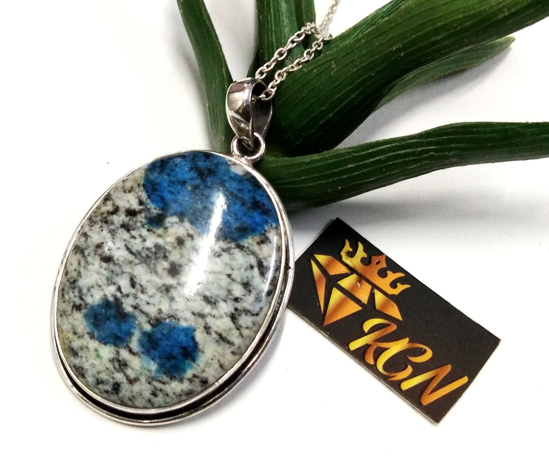 Natural K2 Jasper Gemstone Pendant, 925 Sterling Silver Pendant Healing Crystal, K2 Jasper Stone Pendant Chain Necklace Jewelry Gift For Her