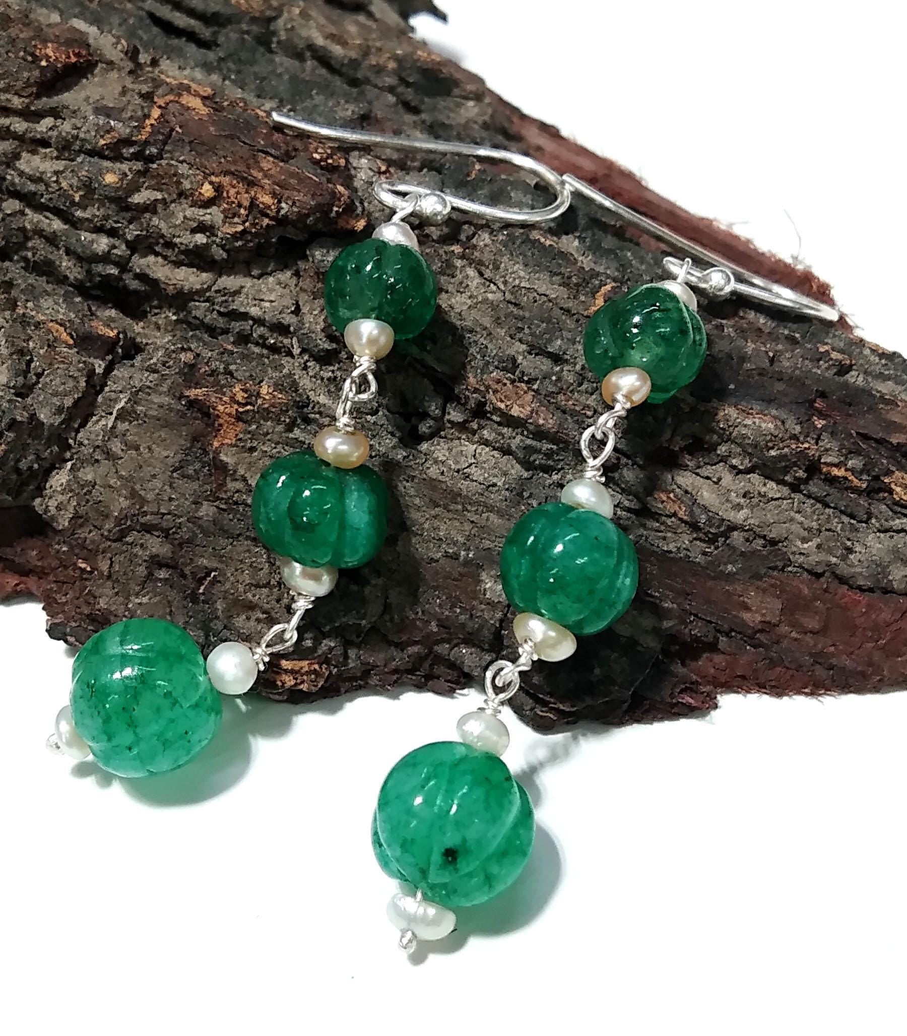 Natural Strawberry Quartz Pumpkin Beads Earring, 925 Silver Beaded Earring, Gemstone Handmade Making Jewelry, Beautiful Beads Stone Earring