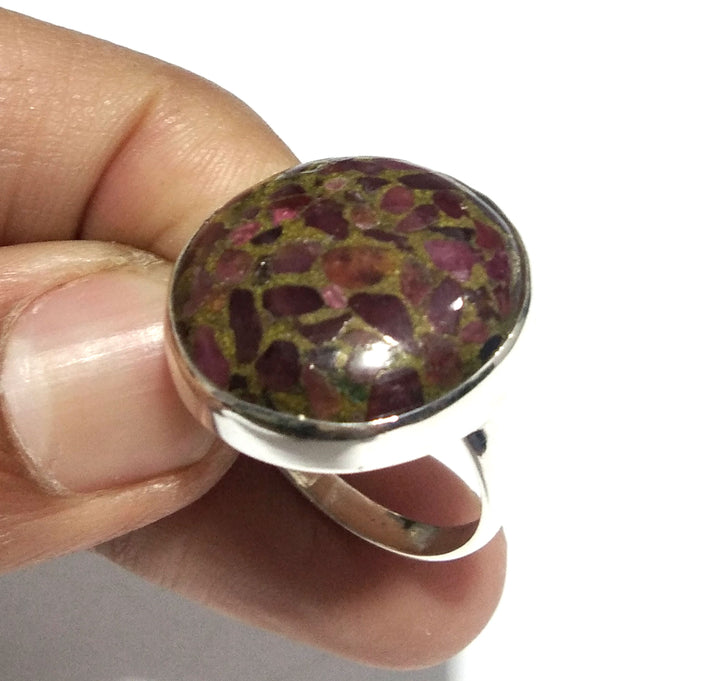 Natural Ruby Copper Turquoise Gemstone Ring, 925 Solid Sterling Silver Ring, Turquoise Stone Size 22x22 mm Handmade Gift Mother’s day Ring