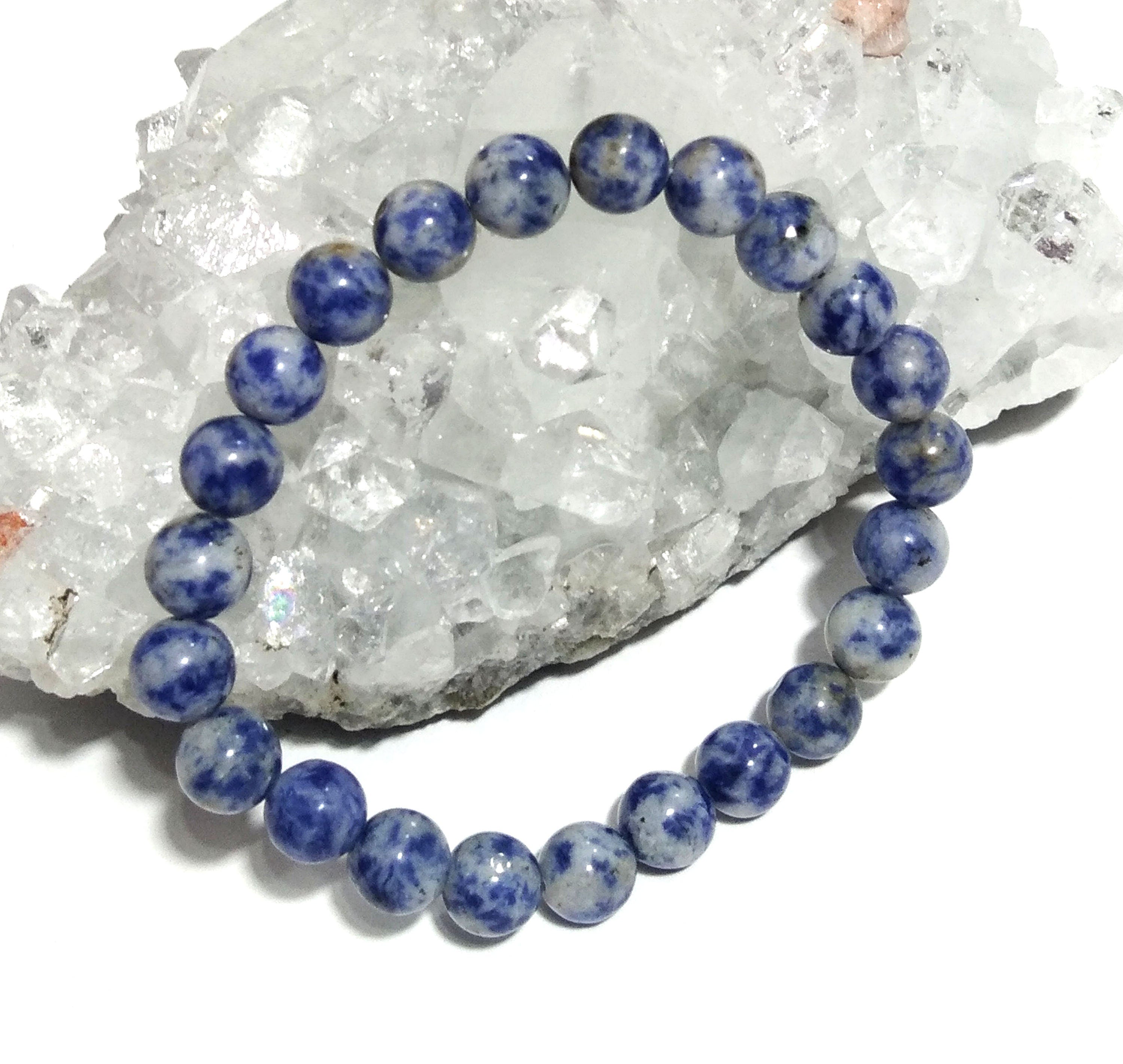 Blue Spot Jasper Bracelet Beads Stone, Natural Blue Spot Jasper Healing Unisex Round Bracelet, Stone Size 8x8 mm Gift Easter day Bracelet