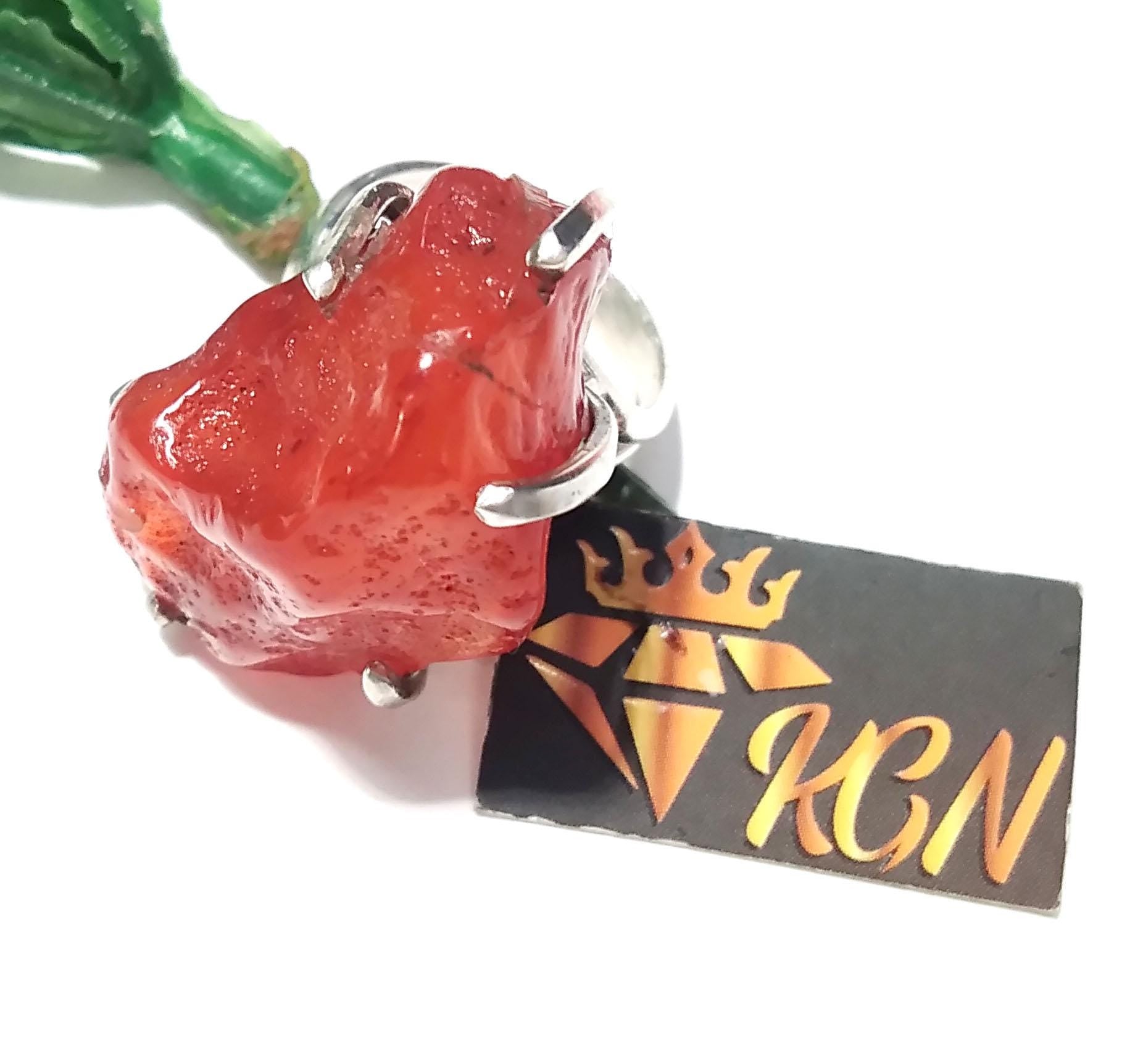 Natural Gemstone Rough Carnelian Ring, 925 Sterling Silver Raw Stone Stacking Ring, Handmade Ring, Birthstone Ring, Unique Gift for Her