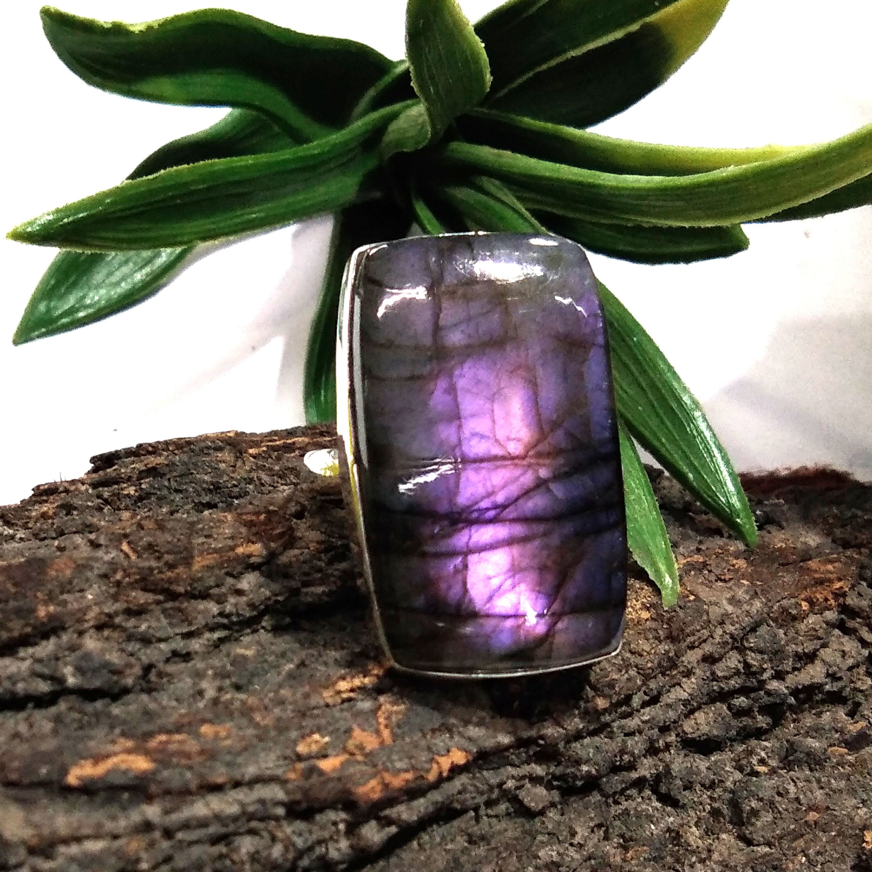 Natural Labradorite Purple Fire Gemstone Ring, Solid 925 Sterling Silver Ring, Labradorite Stone Size 29x18 mm Handmade Gift Ring Jewelry