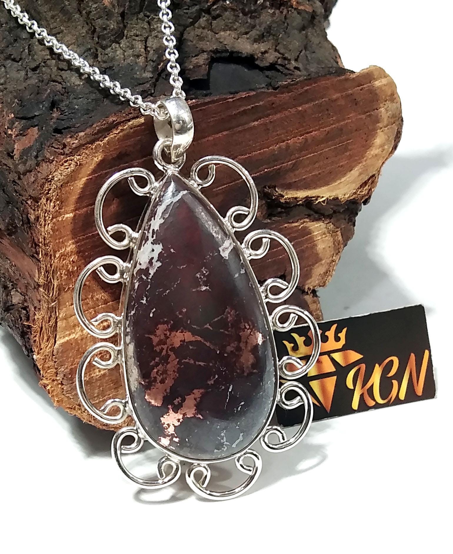 Copper Dolomite Gemstone Pendant, 925 Sterling Silver Copper Dolomite Pendant Chain Necklace, Amazing Design Good Making Stone Pendant