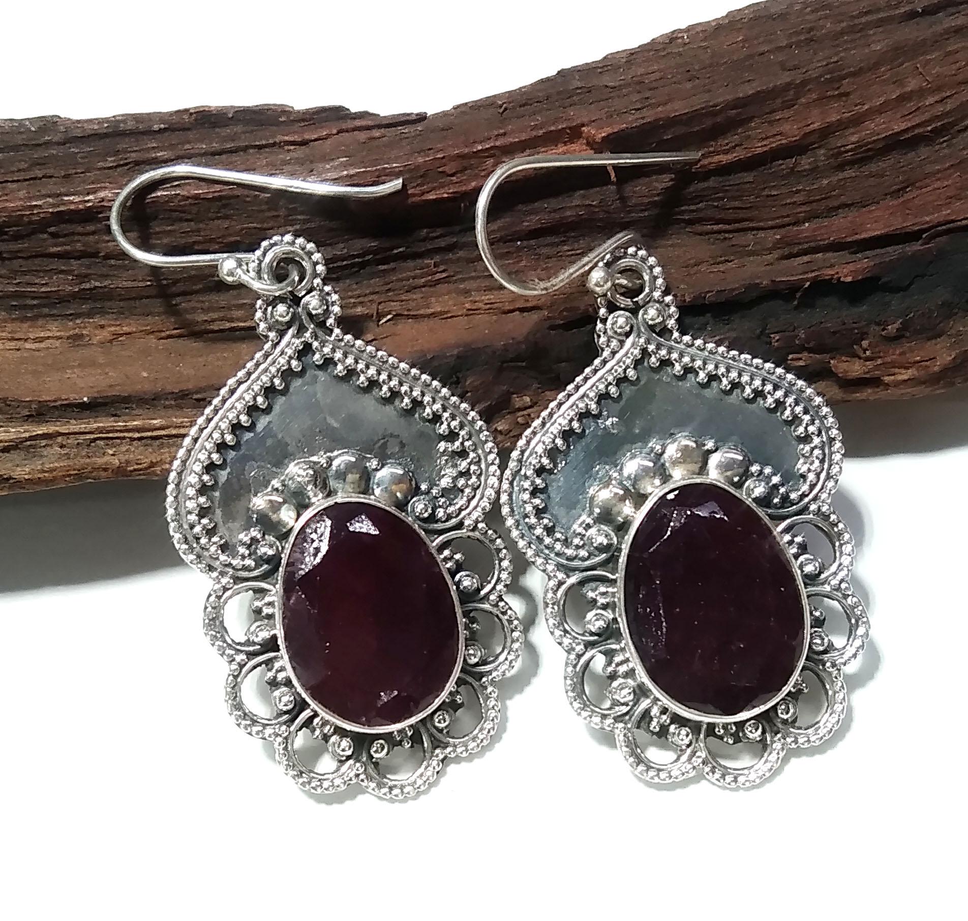 Good Making Ruby Earring, Red Ruby Earring, 925 Sterling Silver, Boho Jewelry, Delicate Earring, Wedding Jewelry, Handmade Jewelry,For Women
