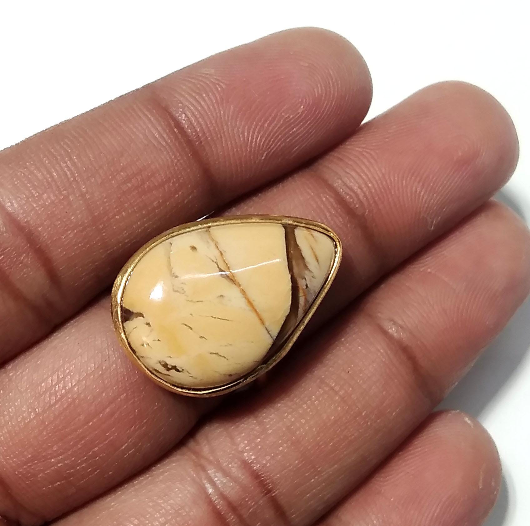 Natural Mookaite Jasper Ring, 925 Starling Silver Gold Plated Ring Jewelry, Mookaite Stone Size 22x15 mm Handmade Gift Wedding Ring Jewelry