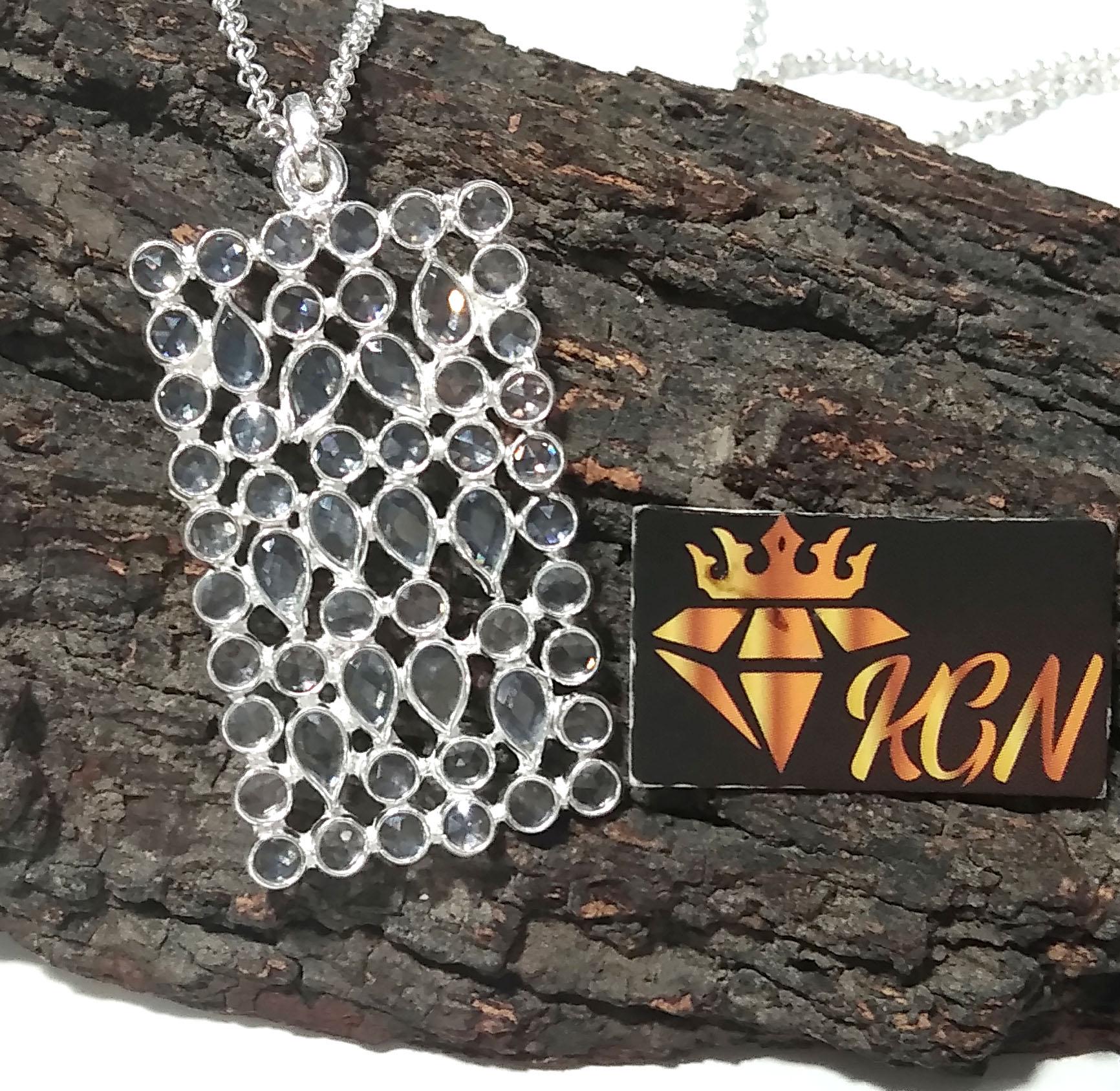 Natural White Zircon Gemstone Pendant, Amazing Design White Zircon Stone Pendant, 925 Solid Sterling Silver Pendant, For Gift Pendant