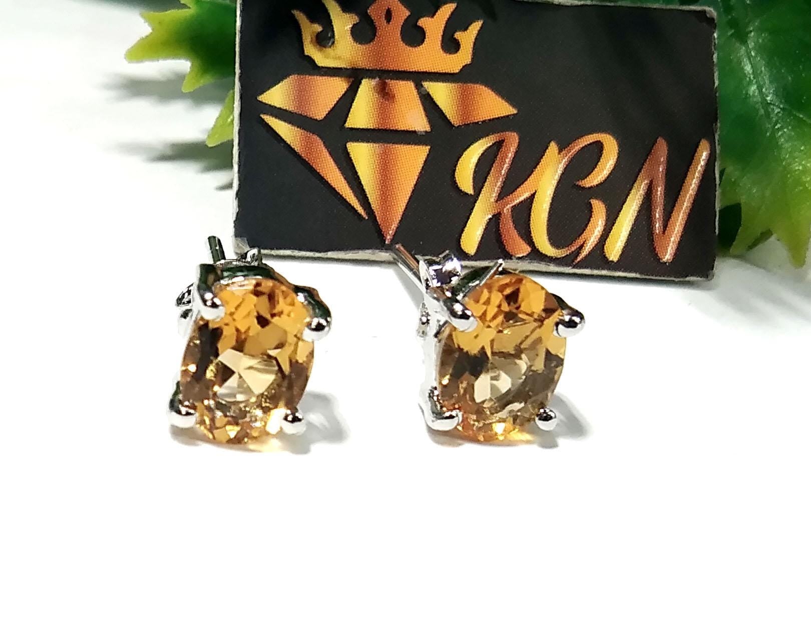 Natural Citrine Faceted Stud Earring, 925 Starling Silver Jewelry Earring, Amazing Citrine Gemstone Oval Shape Stone Size 8x6mm Gift For Her