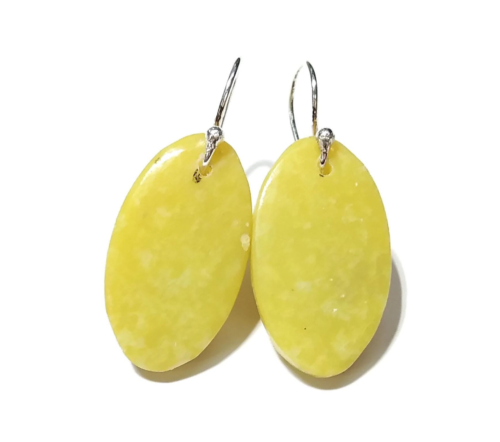 Natural Green Opal Gemstone Earring, 925 Sterling Silver Earring, Green Opal Hoop Earring, Stone Size 25x14mm Gift For Girls/Women Earring