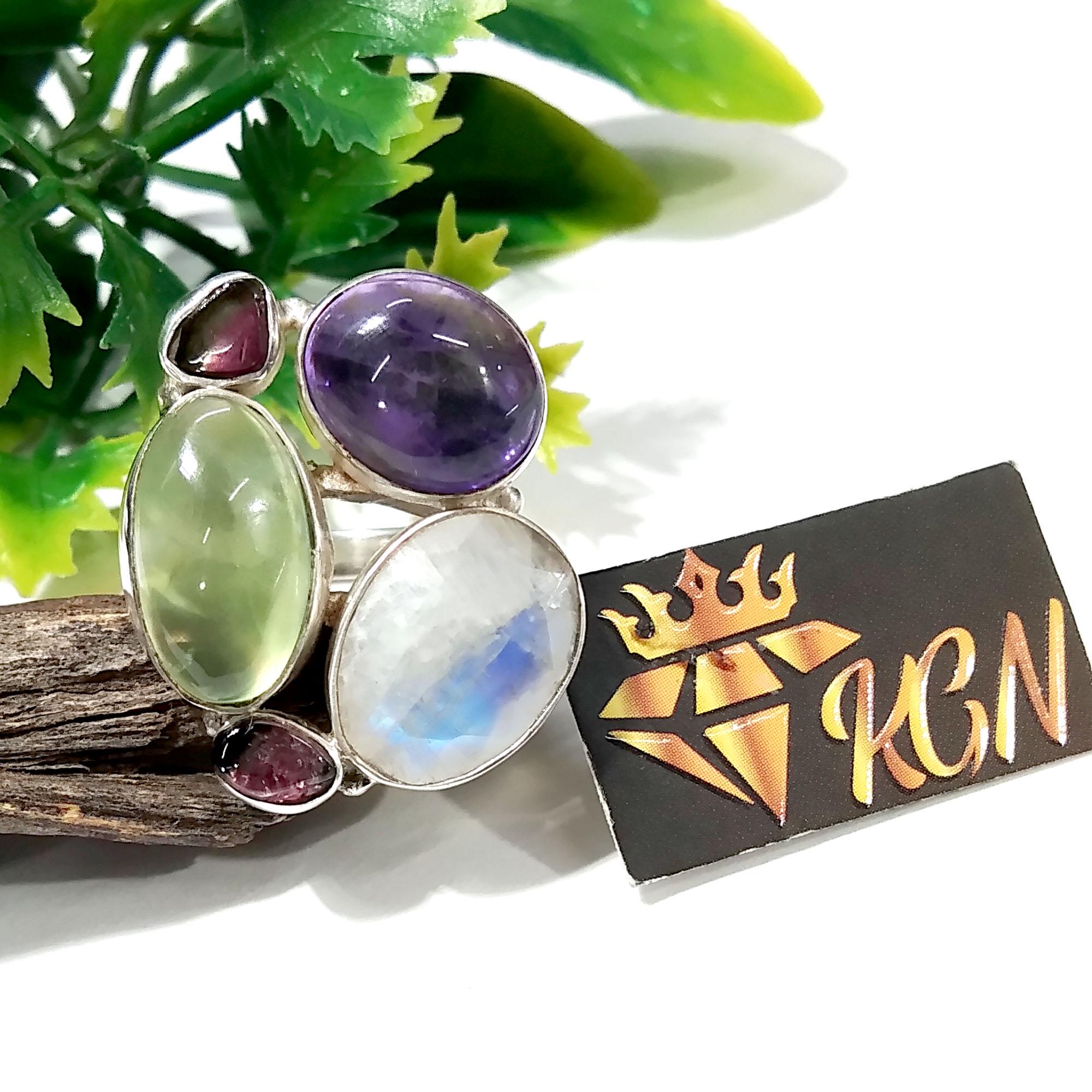 Natural Multi Color Gemstone Ring, 925 Solid Sterling Silver Ring, Multi Mix Color Stone Handmade Ring, Statement Ring Birthday Ring Jewelry