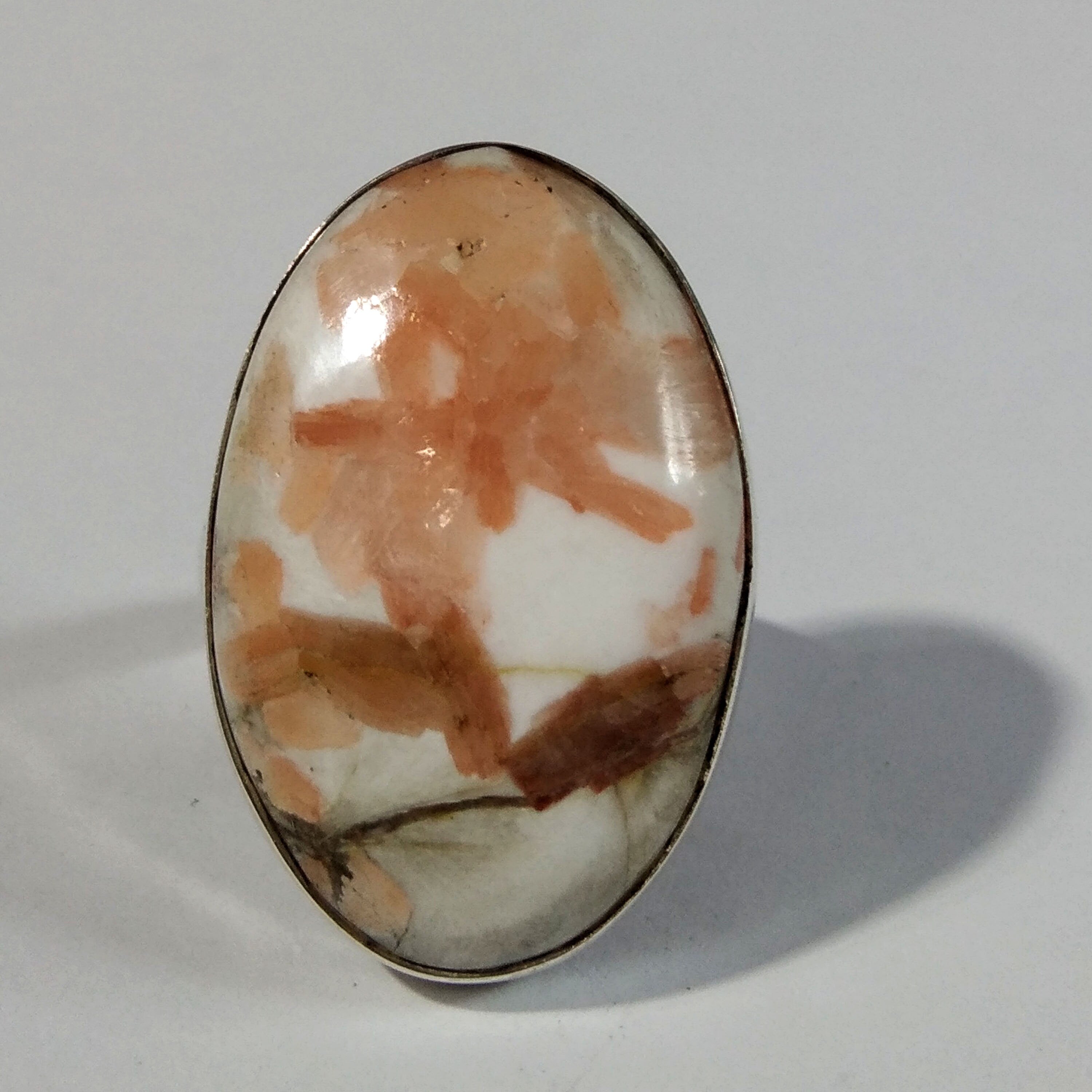 Natural Scolecite Gemstone Ring, Amazing Design Pink Scolecite Ring, 925 Solid Sterling Silver Ring Stone Size 27x18mm For Gift Wedding Ring