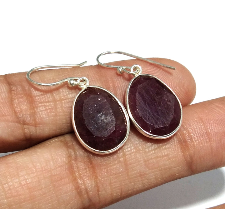 Natural Red Ruby Stone Earring, 925 Solid Starling Silver Earring, Top Color Red Ruby Fancy Shape Stone Size 16x12mm Gift Easter Earring