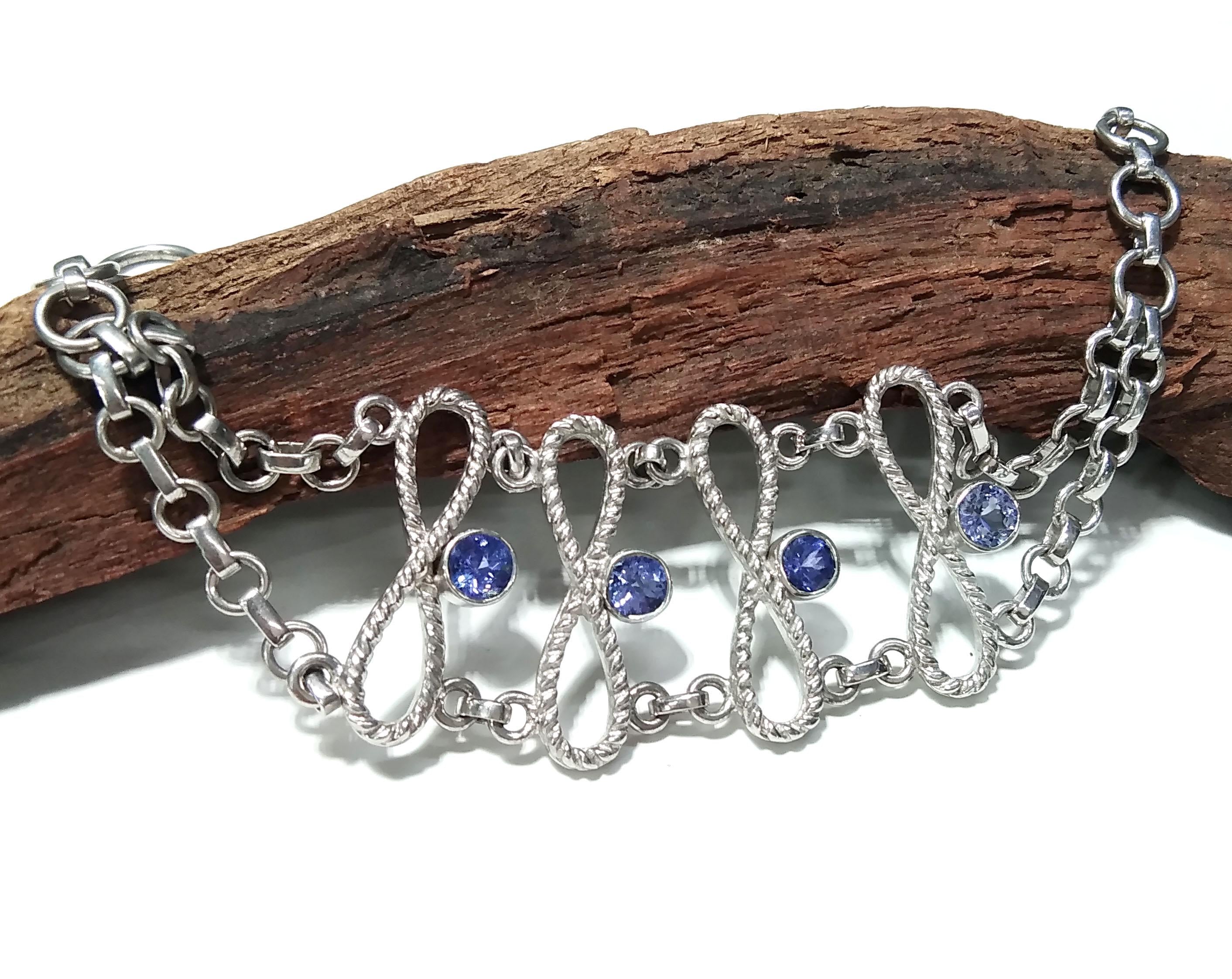 Tanzanite Bracelet, Natural Gemstone Bracelet, 925 Sterling Silver Jewelry, Handmade Bracelet, Tanzanite Jewelry, For Girls & Women Gift.