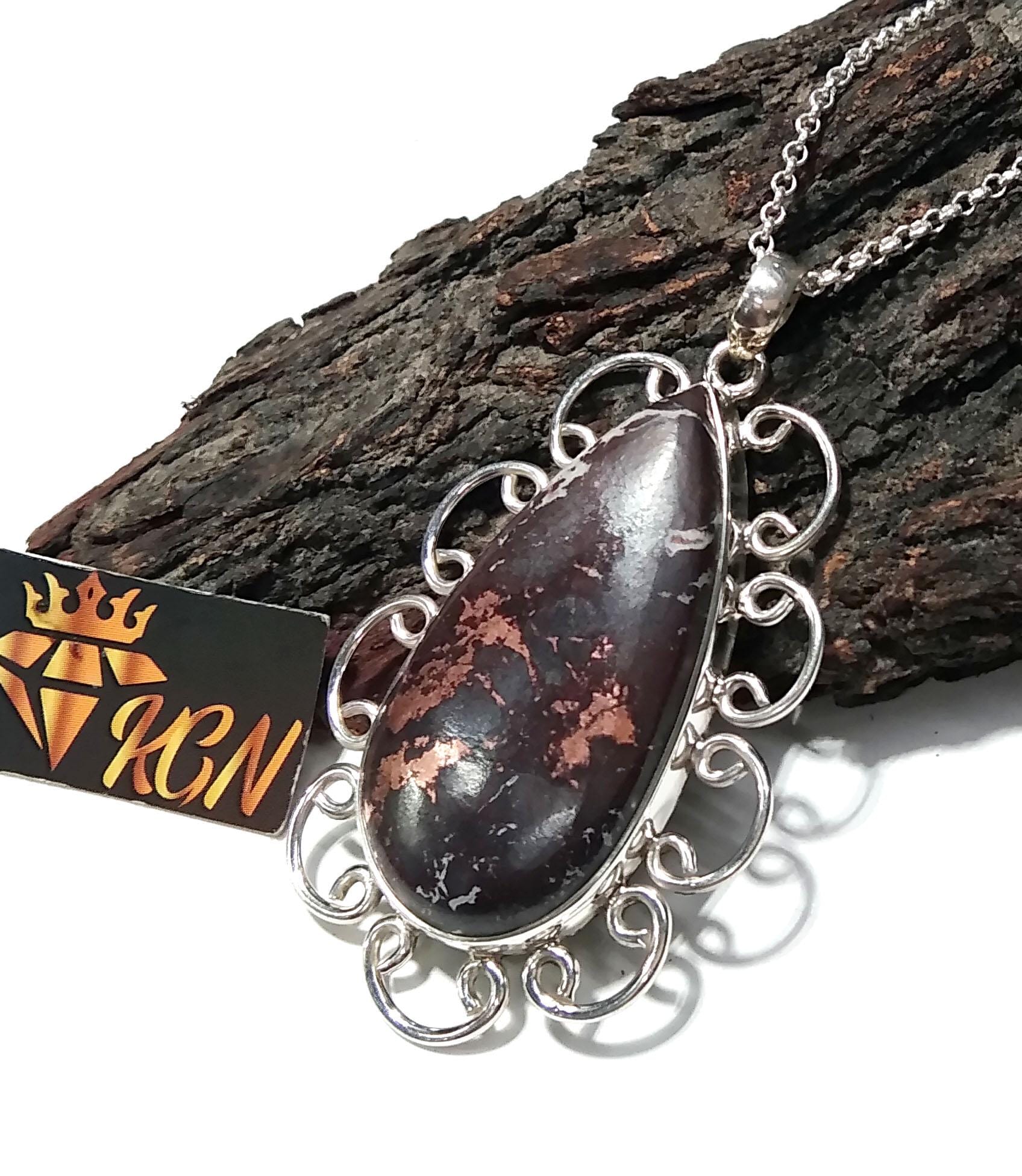 Copper Dolomite Gemstone Pendant, 925 Sterling Silver Copper Dolomite Pendant Chain Necklace, Amazing Design Good Making Stone Pendant