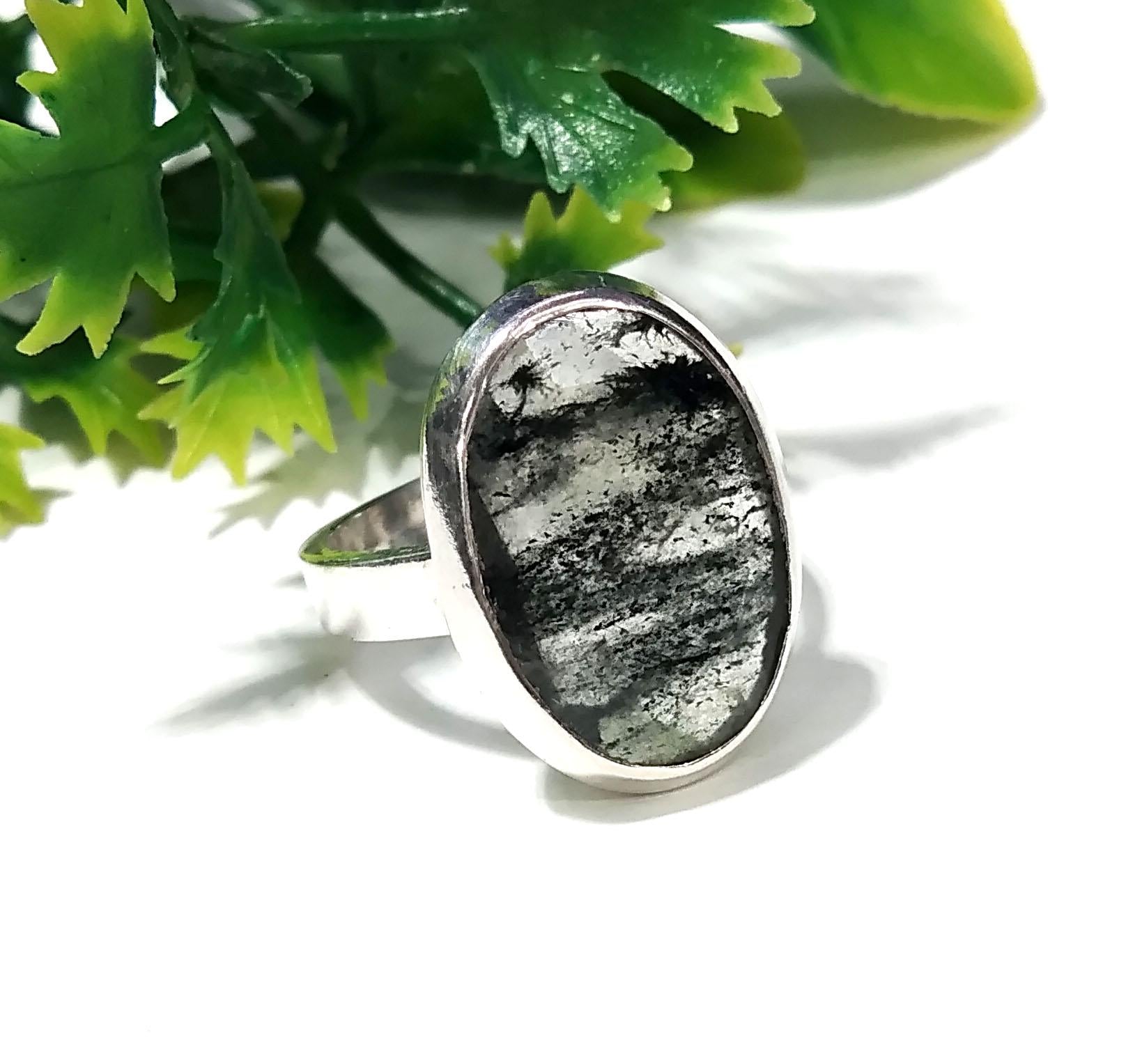 Natural Black Rutile Quartz Gemstone Ring, 925 Solid Starling Silver Ring, Black Rutile Faceted Stone Handmade Ring, For Gift Wedding Ring