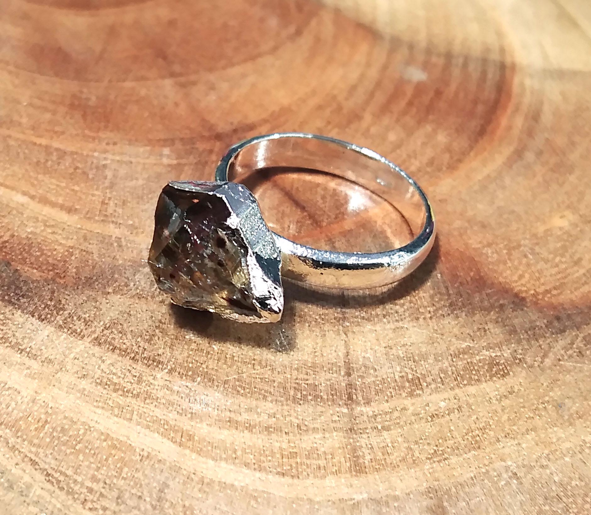 Natural Raw Citrine Rough Gemstone Ring, Solid 925 Sterling Silver Ring, Citrine Stone Size 12x9mm Handmade Ring, Gift Wedding Ring