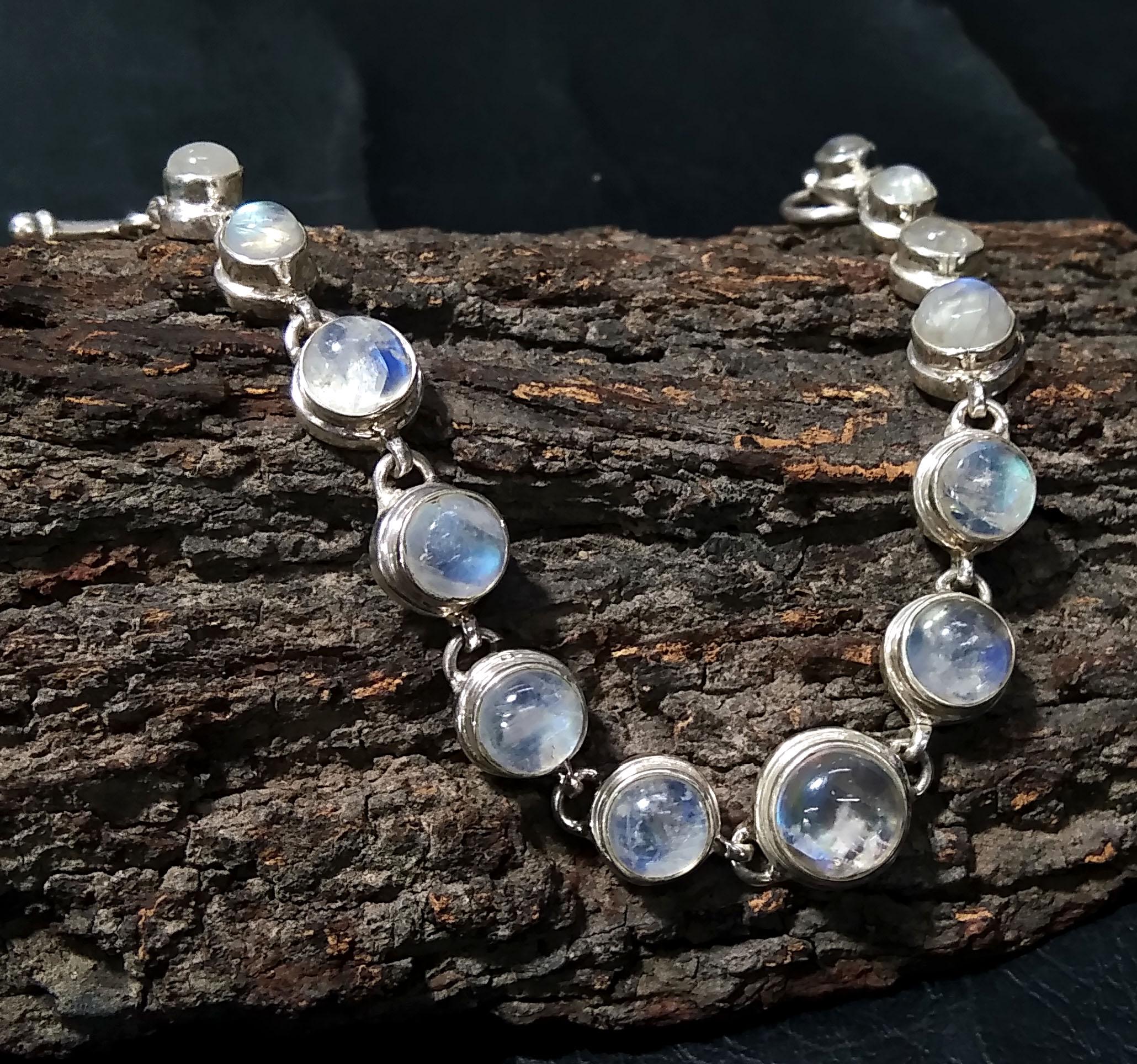 Natural Rainbow Moonstone Bracelet, Good Quality Gemstone Bracelet, 925 Sterling Silver Jewelry, Handmade Bracelet, Gift For Girls & Women.