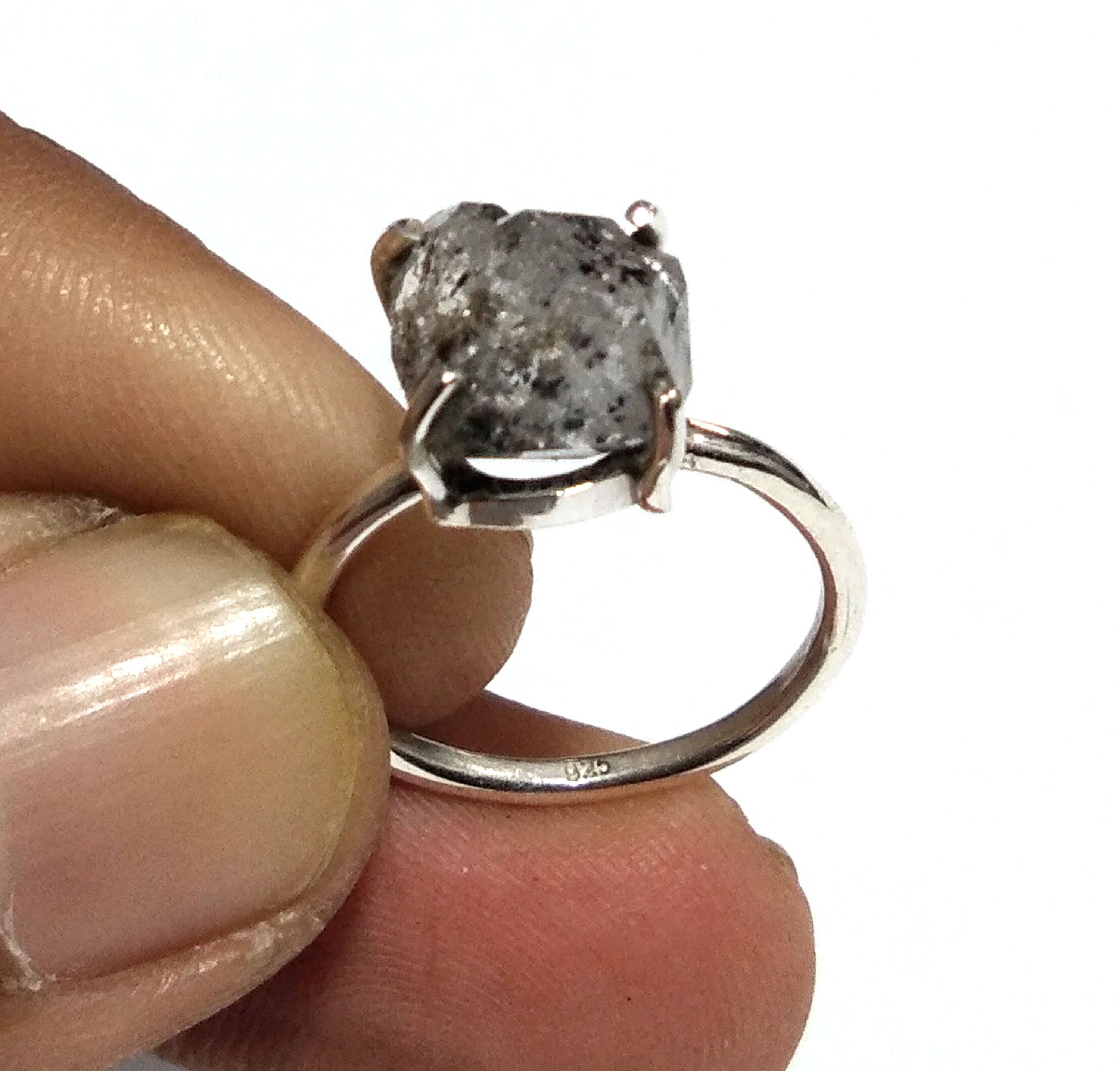 Raw Herkimer Diamond Rough Gemstone Ring, Solid 925 Sterling Silver Ring, White Herkimer Diamond Stone Size 9x9 mm Handmade Gift Engagement