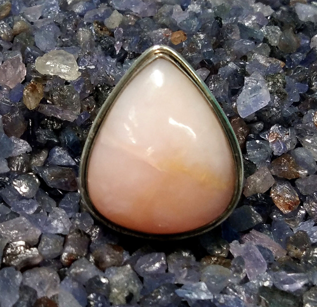 Natural Pink Opal Cabochon Ring, 925 Starling Silver Rings, Very Beautiful Gemstone Pink Opal Stylish Silver Ring, For Girls & Women.