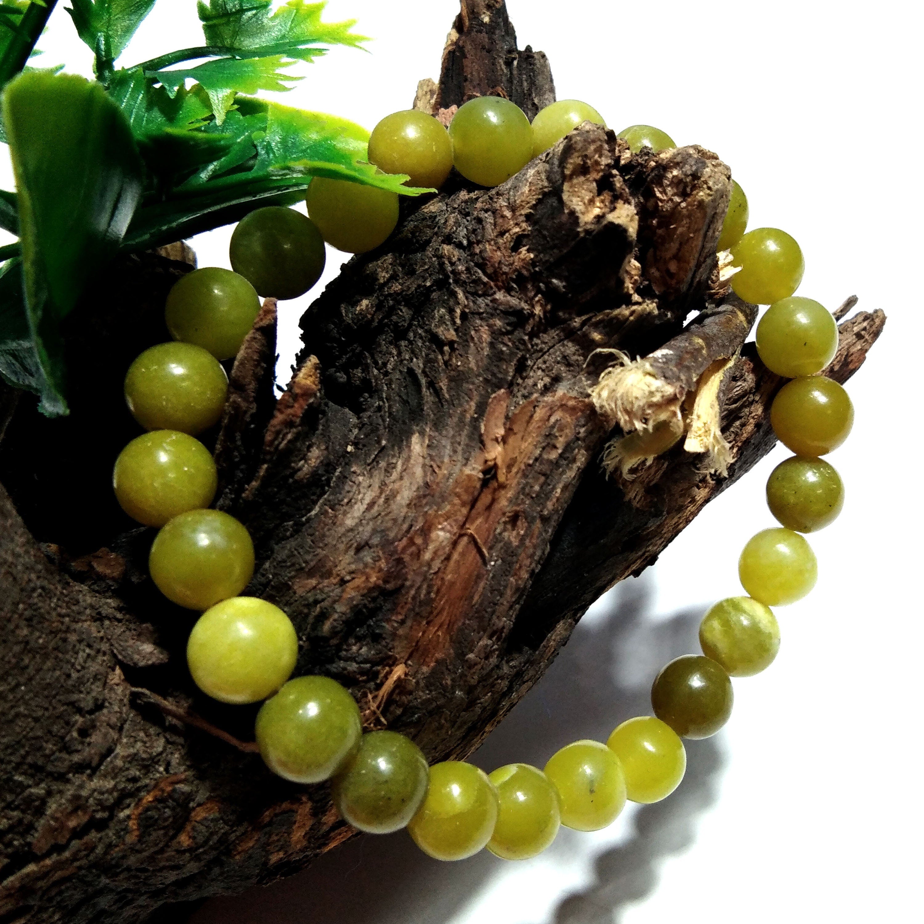 Green Opal Bracelet Beads Stone, Natural A+++ Green Opal Crystal Healing Unisex Round Bracelet Size 8x8 mm Gift Easter day Bracelet