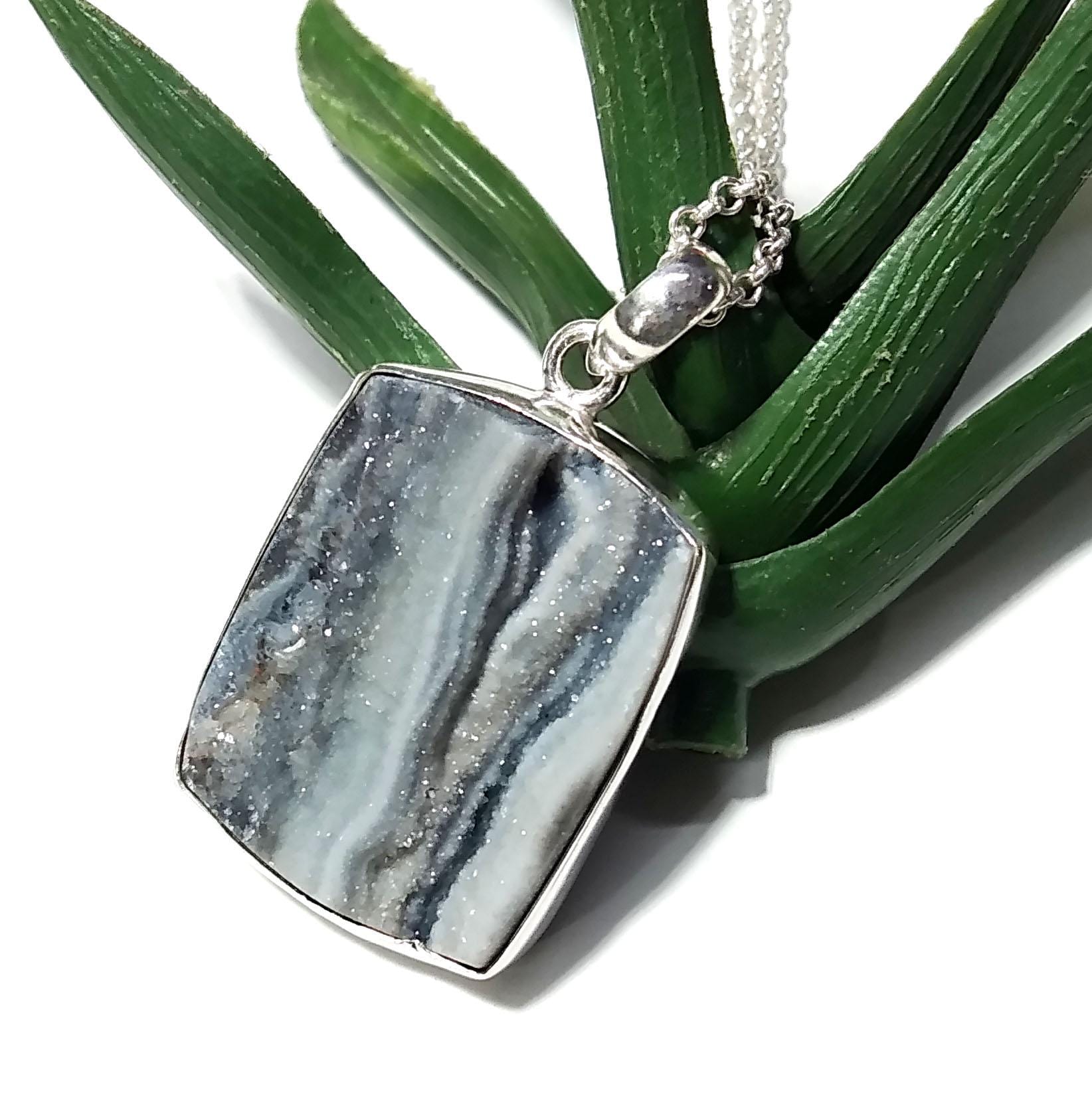 Natural Desert Druzy Gemstone Pendant, 925 Sterling Silver Pendant, Desert Druzy Chain Pendant Necklace, Handmade Gift For Wedding Pendant