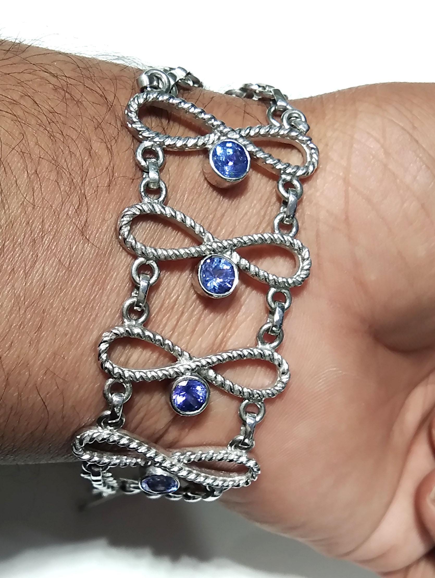 Tanzanite Bracelet, Natural Gemstone Bracelet, 925 Sterling Silver Jewelry, Handmade Bracelet, Tanzanite Jewelry, For Girls & Women Gift.