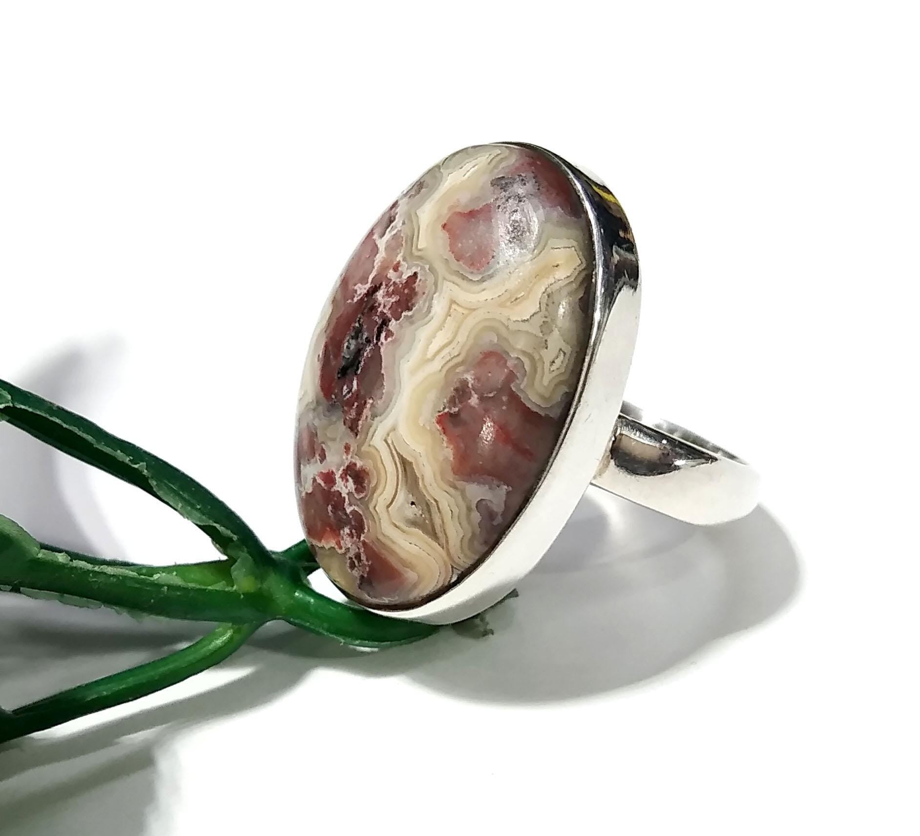Crazy Lace Agate Gemstone Ring, 925 Sterling Silver Ring, Designer Agate Stone Size 24x17 mm Handmade Ring, Gift For Girls & women.