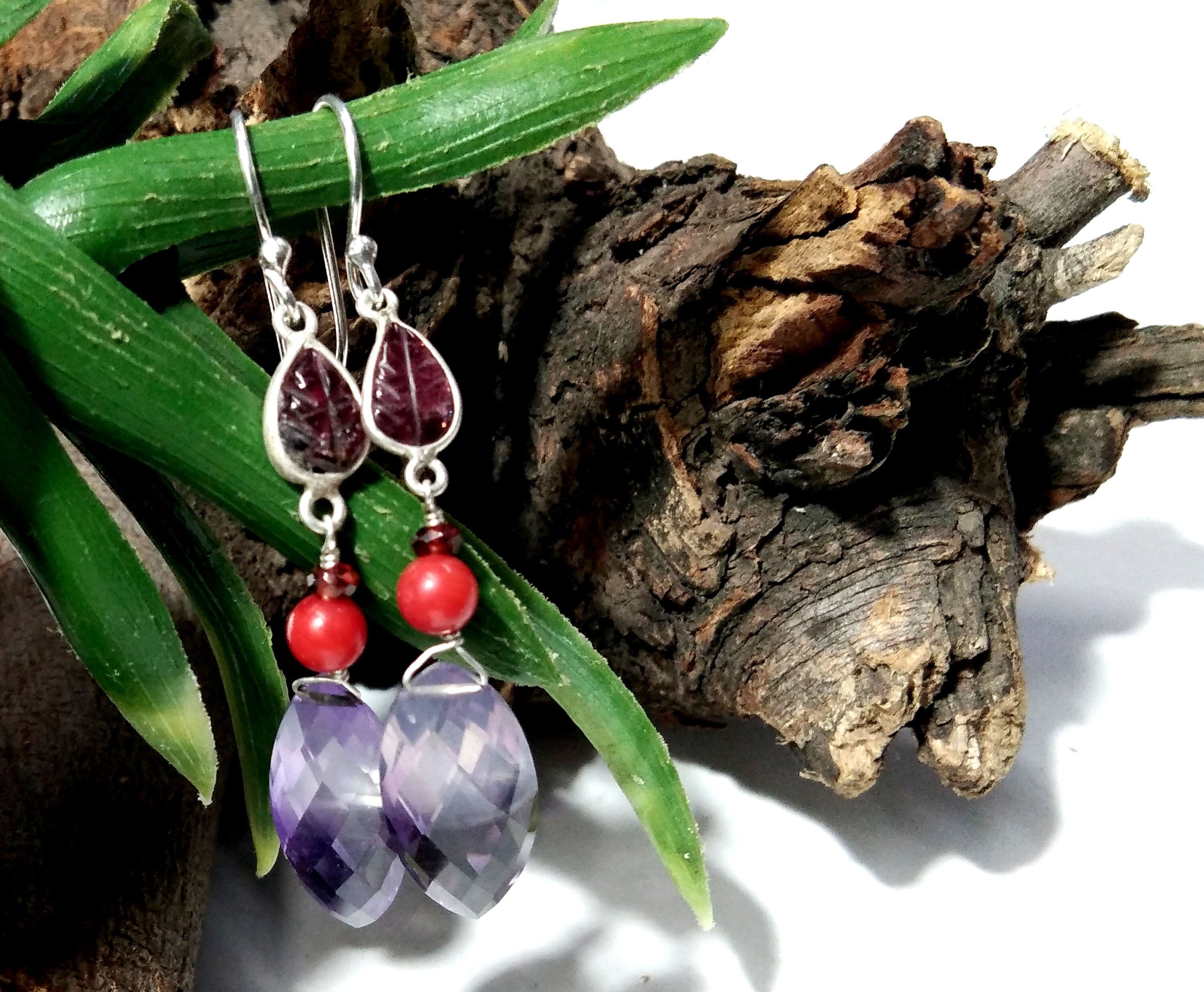 Natural Doublet Gemstone Light & Dark Color Amethyst Multi Stone Earring, 925 Silver Jewelry For Gifts Girls/Women, Handmade Making Earrings