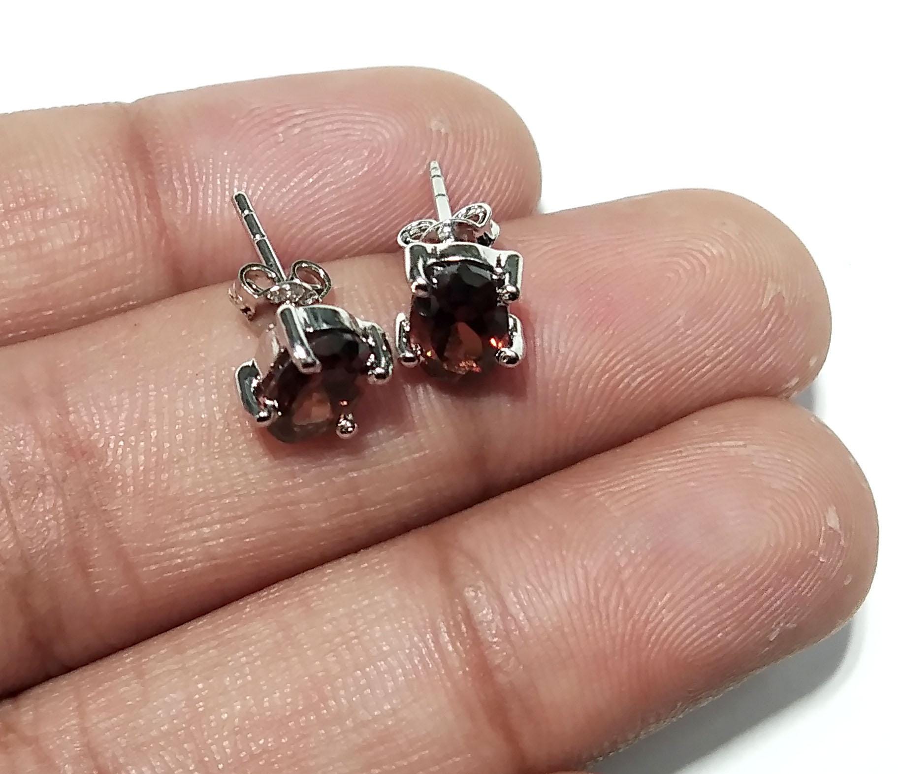 Natural Beer Quartz Stud Earrings, 925 Starling Silver Earring, Beer Quartz Gemstone Oval Shape Stud Earrings, Gift For Girls & Women Studs