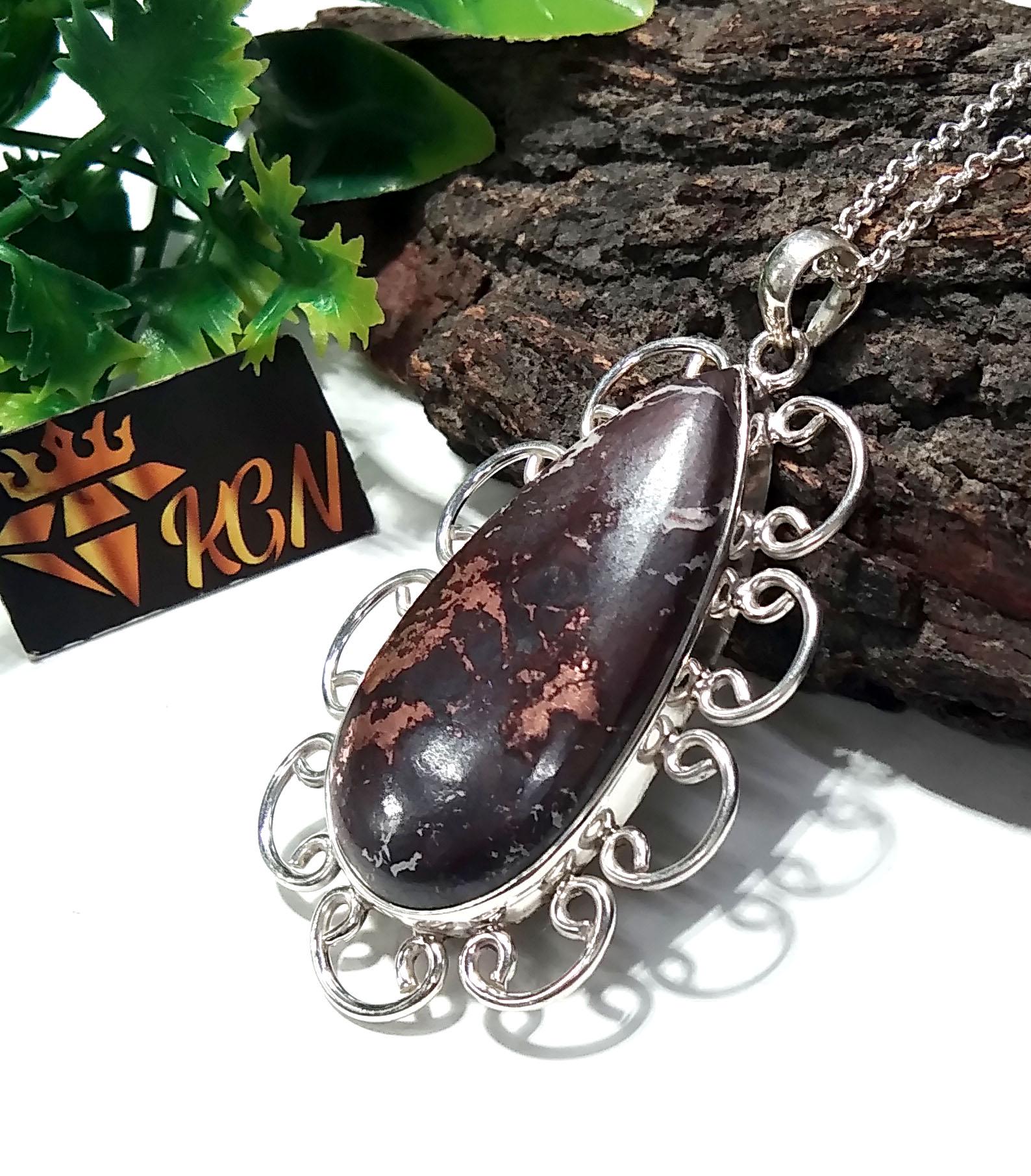 Copper Dolomite Gemstone Pendant, 925 Sterling Silver Copper Dolomite Pendant Chain Necklace, Amazing Design Good Making Stone Pendant
