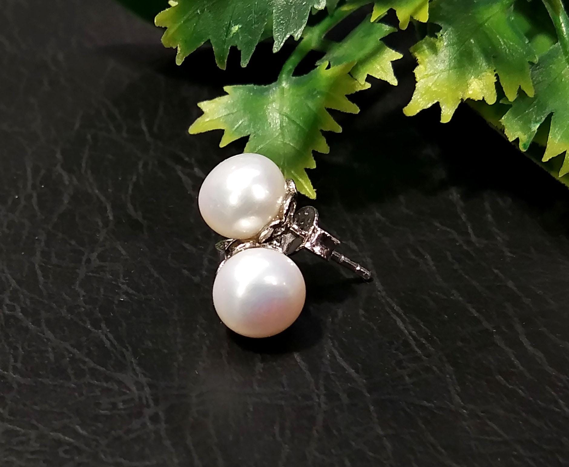 Real Freshwater Pearl Stud Earrings, 925 Starling Silver Stud Earring, Natural Freshwater Pearl Stud Earrings, Handmade Studs For Women.