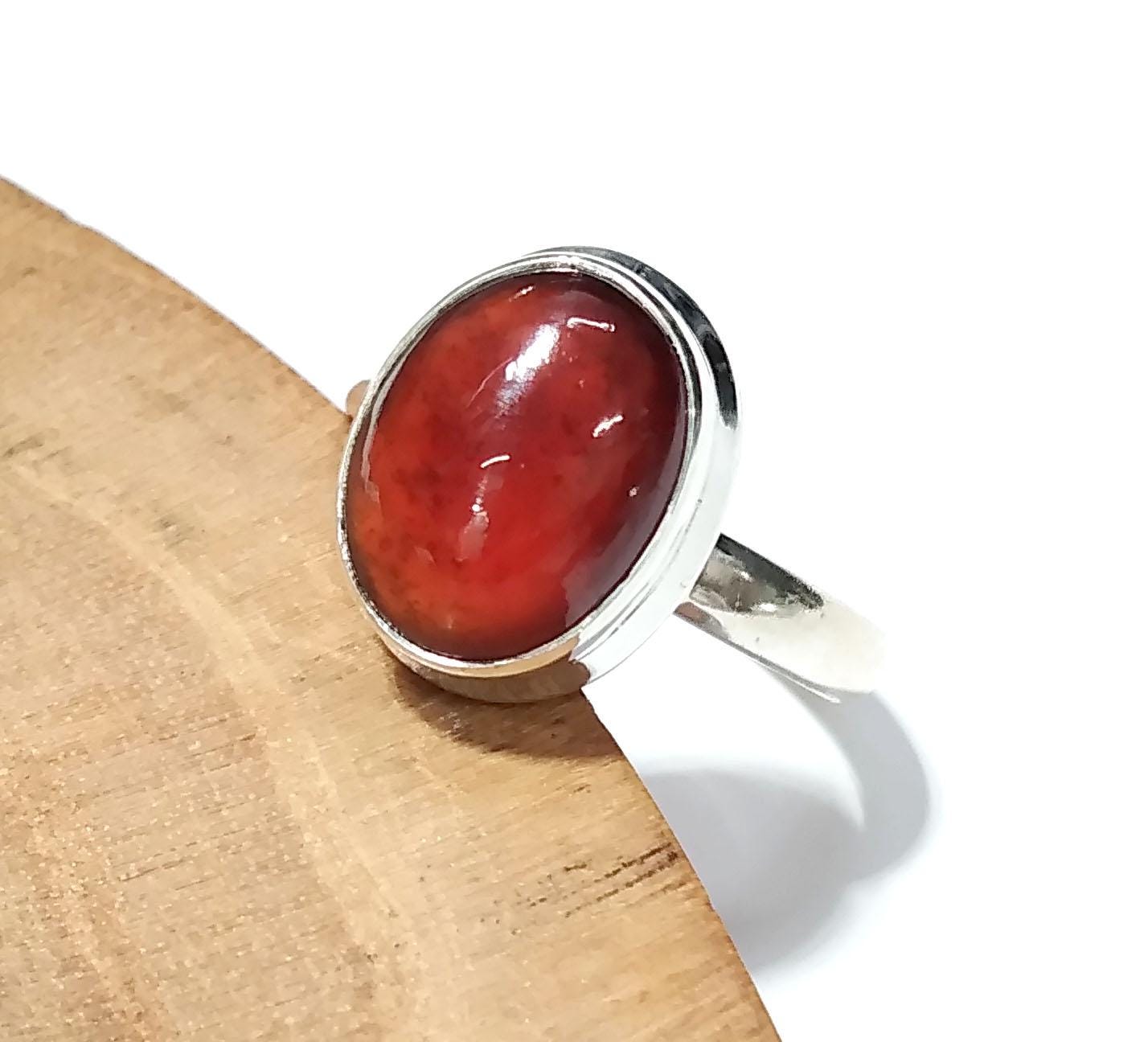 Natural Hessonite Stone Ring, 925 Solid Starling Silver Ring, Jewelry Oval Shape Hessonite Stone Size 12x9 mm Gift For Girls/Women.