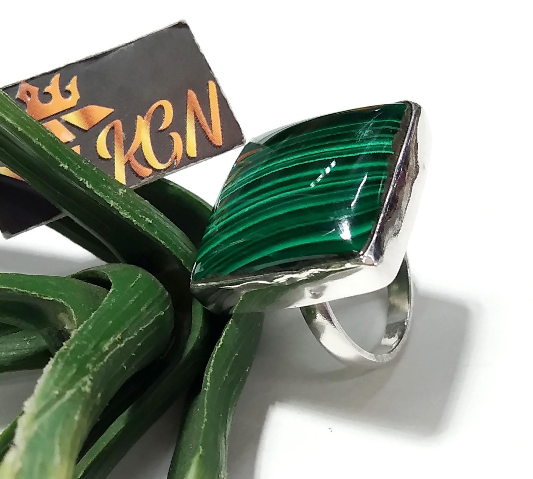 Natural Malachite Gemstone Ring, Solid 925 Sterling Silver Ring, Top Malachite Stone Size 20x20mm Handmade Statement Ring, Gift Wedding Ring