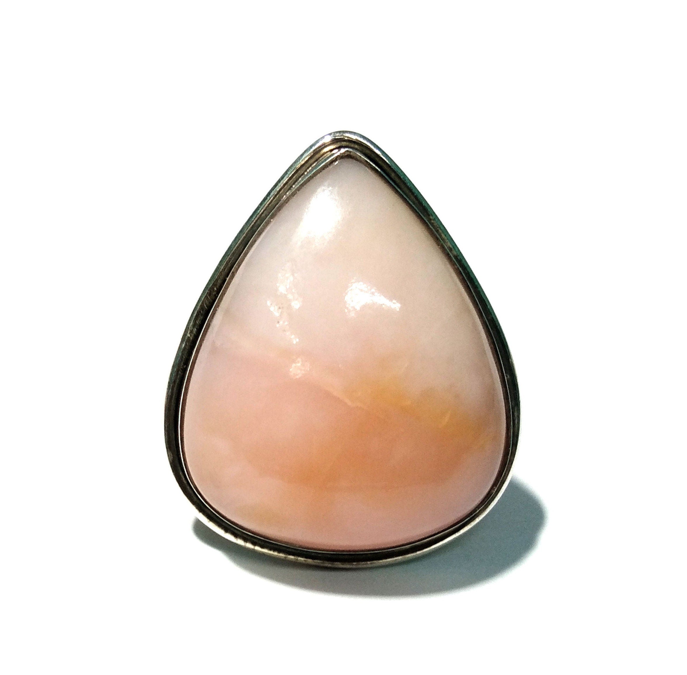Natural Pink Opal Cabochon Ring, 925 Starling Silver Rings, Very Beautiful Gemstone Pink Opal Stylish Silver Ring, For Girls & Women.