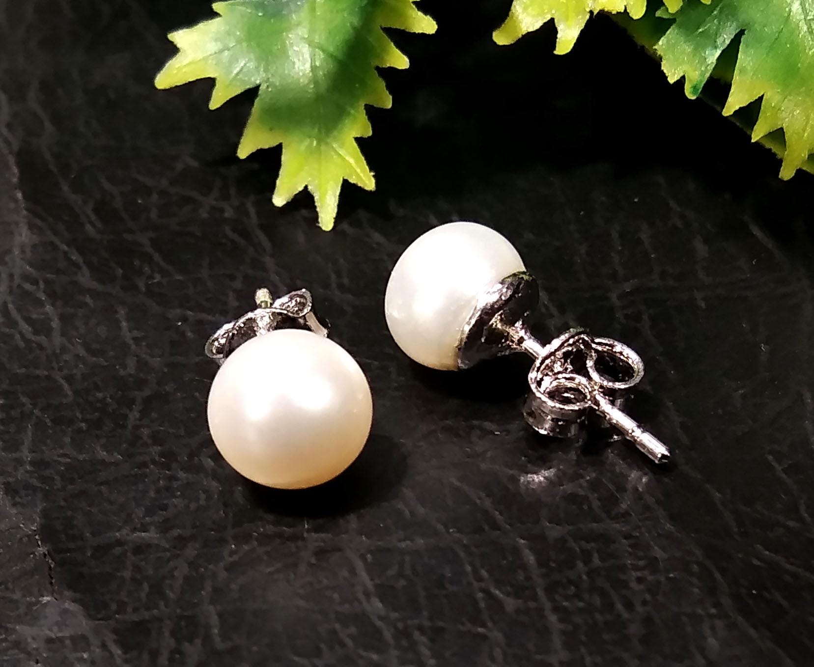 Natural Freshwater Pearl Stud Earrings, 925 Starling Silver Studs Earring, Beautiful Freshwater Pearl Stud Earrings, Minimalist Jewelry Gift