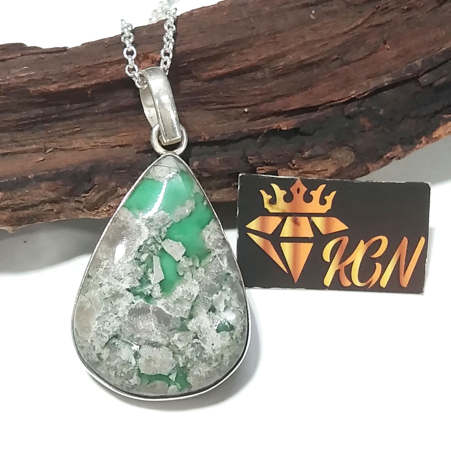 Variscite Stone Jewelry, 925 Sterling Silver Pendant Chain Necklace, Beautiful Design Nice Color Variscite Stone Pendant, Gift For Her