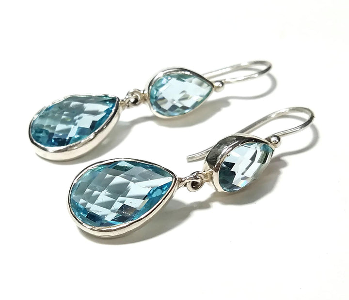 Natural Blue Topaz Gemstone Earring, 925 Solid Starling Silver Earring, Beautiful Color Blue Topaz Earring, Anniversary Gift Wedding Earring