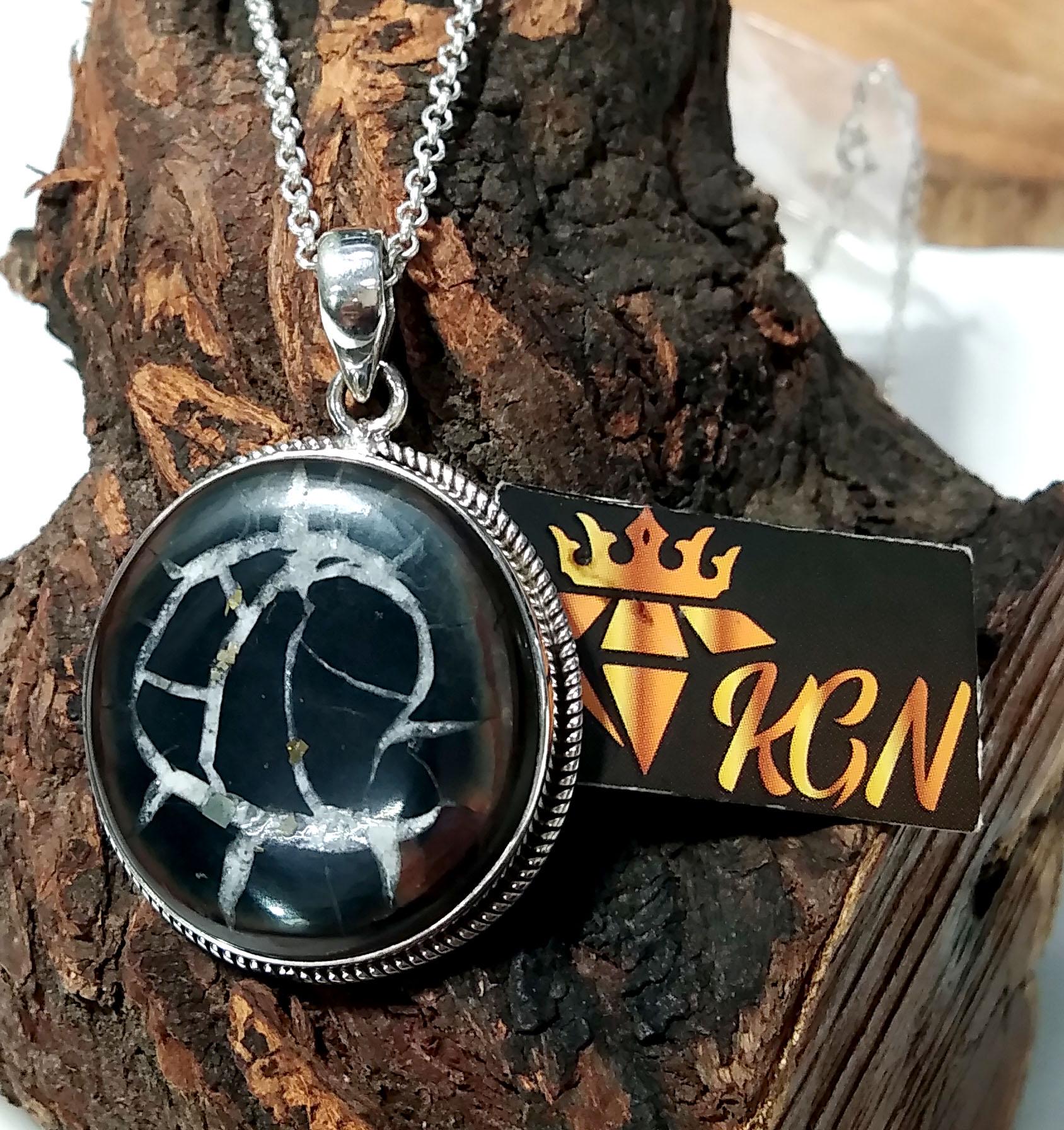 Natural Septarian Gemstone Pendant Chain Necklace, Amazing Design Septarian Stone Pendant, Solid 925 Sterling Silver Pendant, Gif For Her