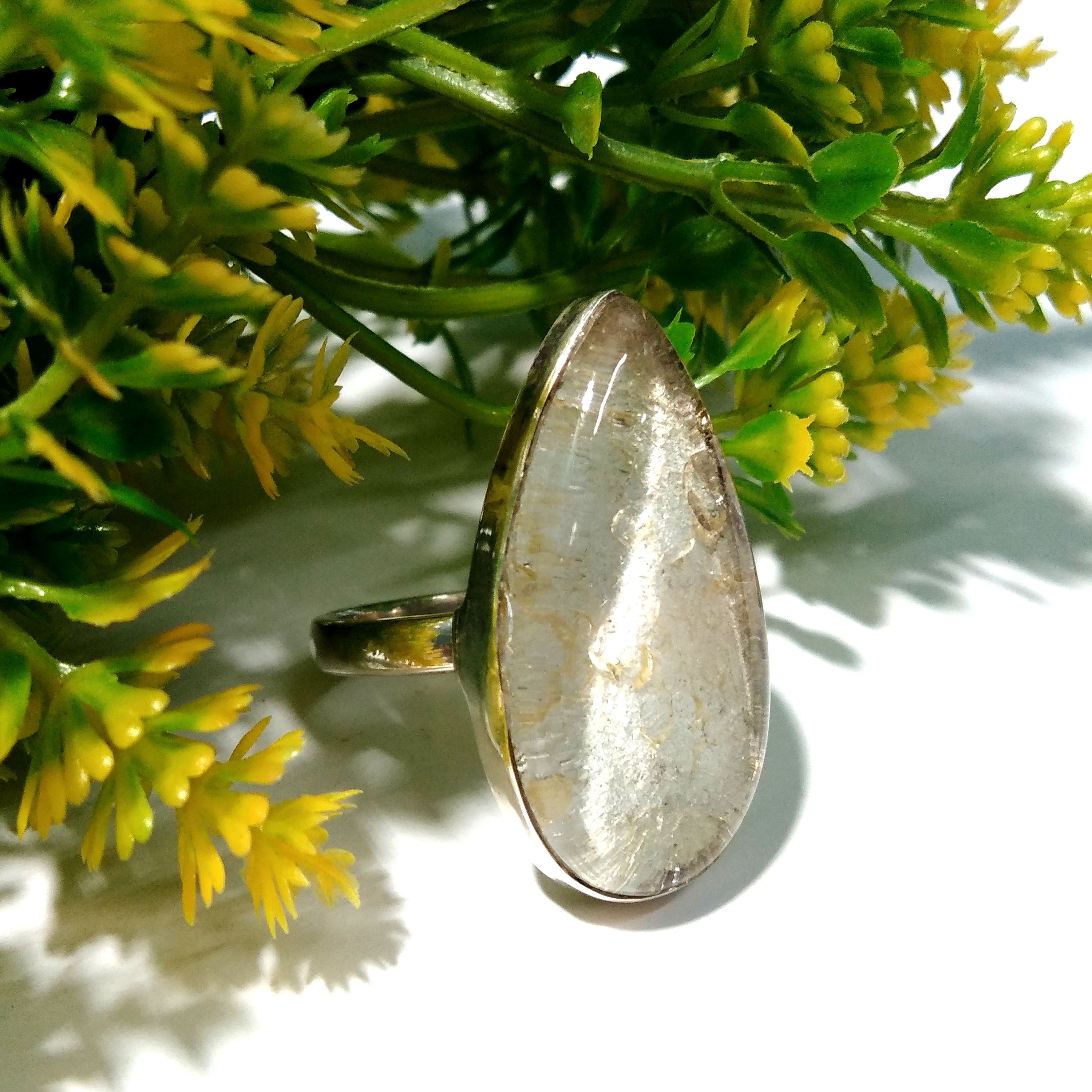 Natural Lodolite Garden Quartz Stone Ring, 925 Sterling Silver Ring, Amazing Garden Quartz Gemstone, Wedding Gift Ring, For Girls & Women