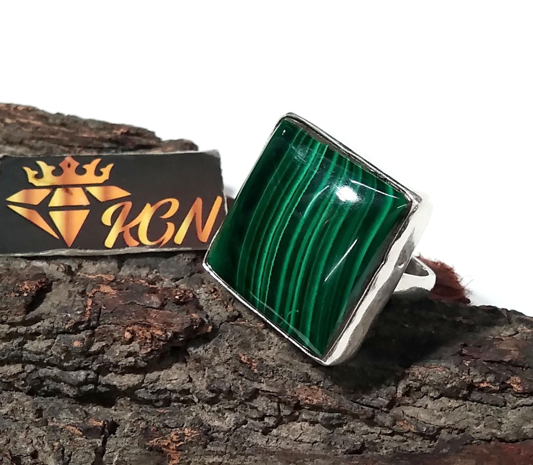Natural Malachite Gemstone Ring, Solid 925 Sterling Silver Ring, Top Malachite Stone Size 20x20mm Handmade Statement Ring, Gift Wedding Ring