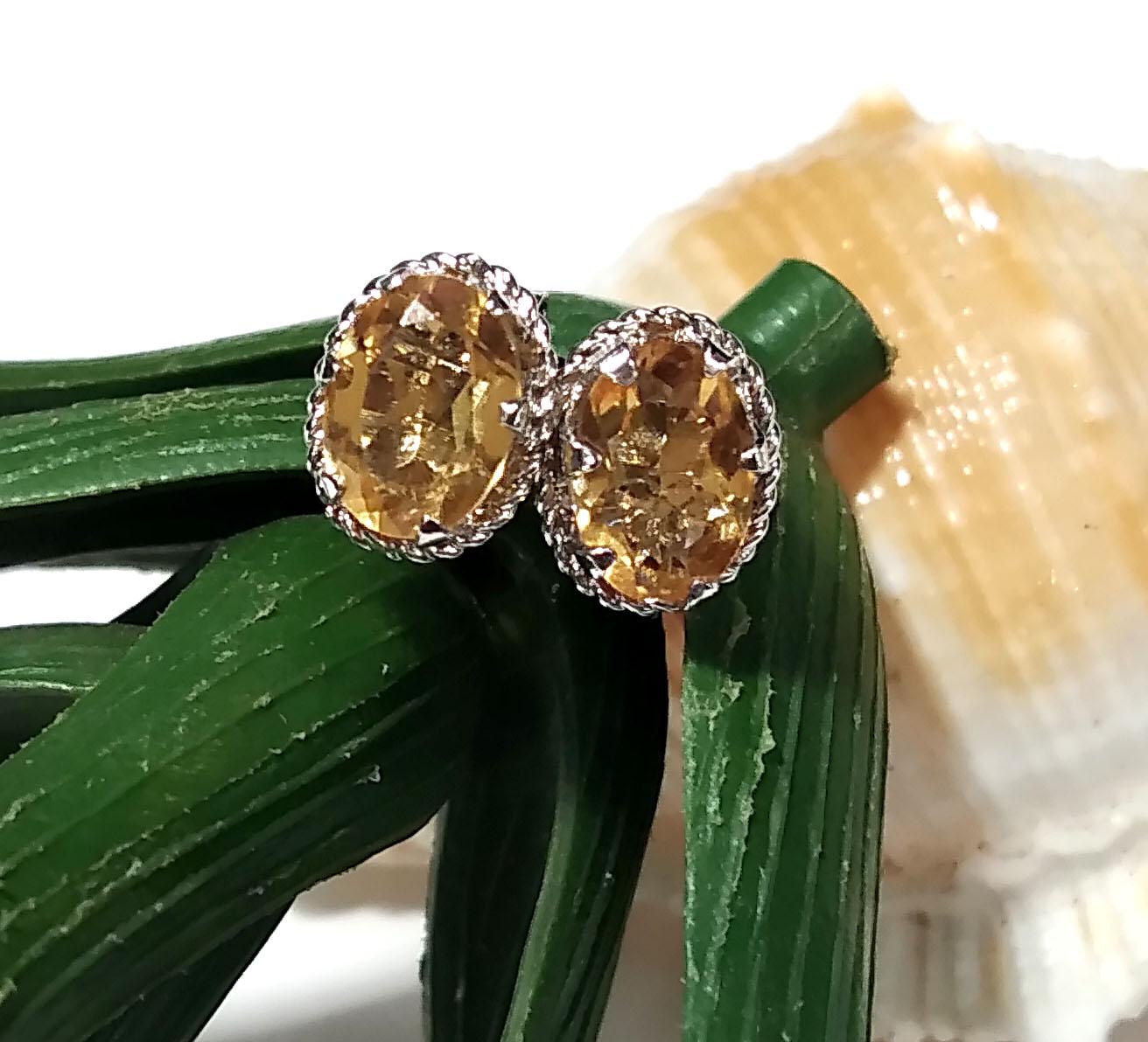 Natural Citrine Stud Earrings, 925 Solid Starling Silver Design Earring, Amazing Citrine Gemstone Oval Shape Stone Size 7x5 mm Gift For Her