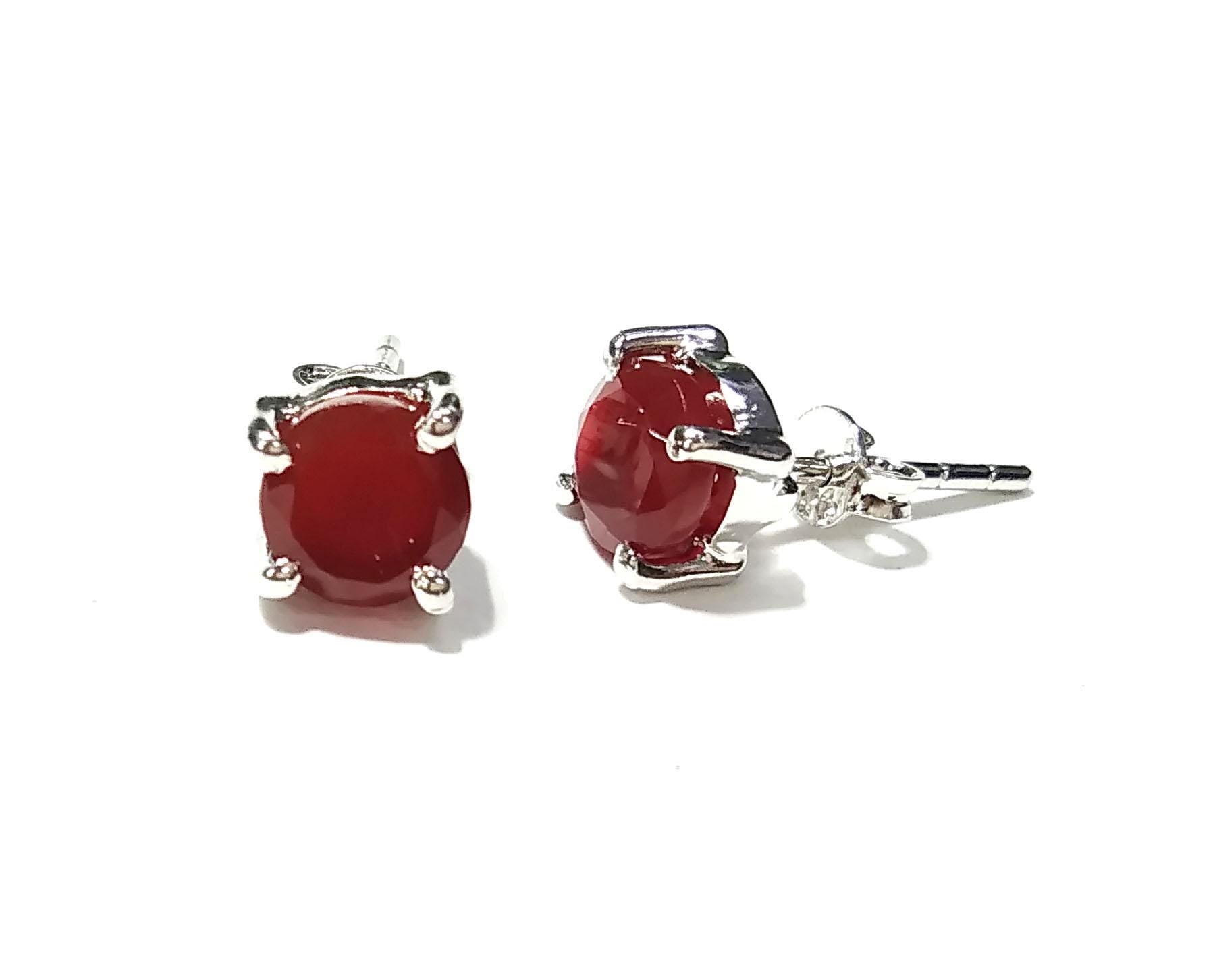 Red Onyx Stud Earrings, 925 Solid Sterling Silver Earring, Natural Red Onyx Stud Earring, High Quality Gemstone Studs Earring, Gift For Her