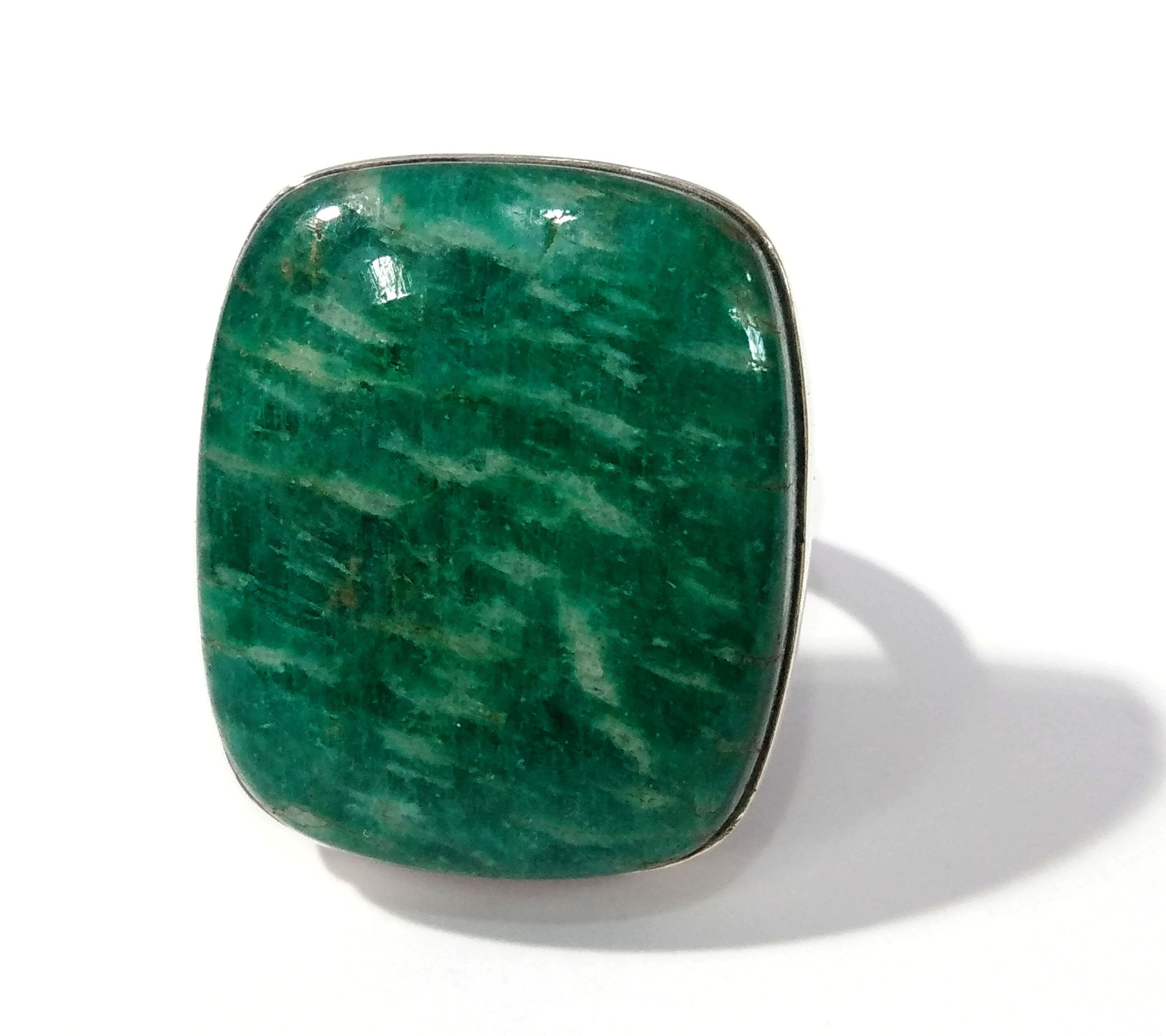 Natural Amazonite Gemstone Ring, 925 Solid Sterling Silver Ring, Amazonite Stone Size 23x20 mm Cushion Shape Gift Birthday Ring