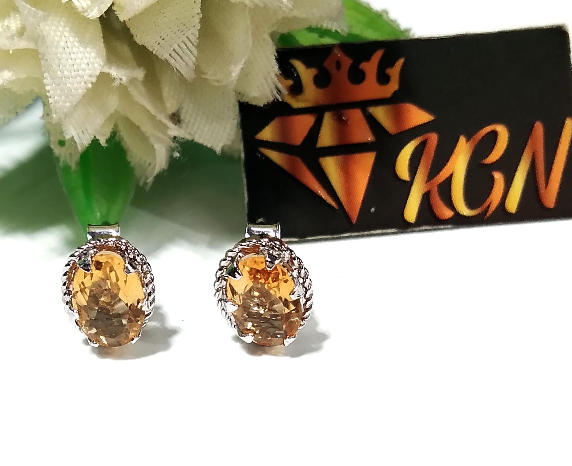 Natural Citrine Stud Earrings, 925 Solid Starling Silver Design Earring, Amazing Citrine Gemstone Oval Shape Stone Size 7x5 mm Gift For Her