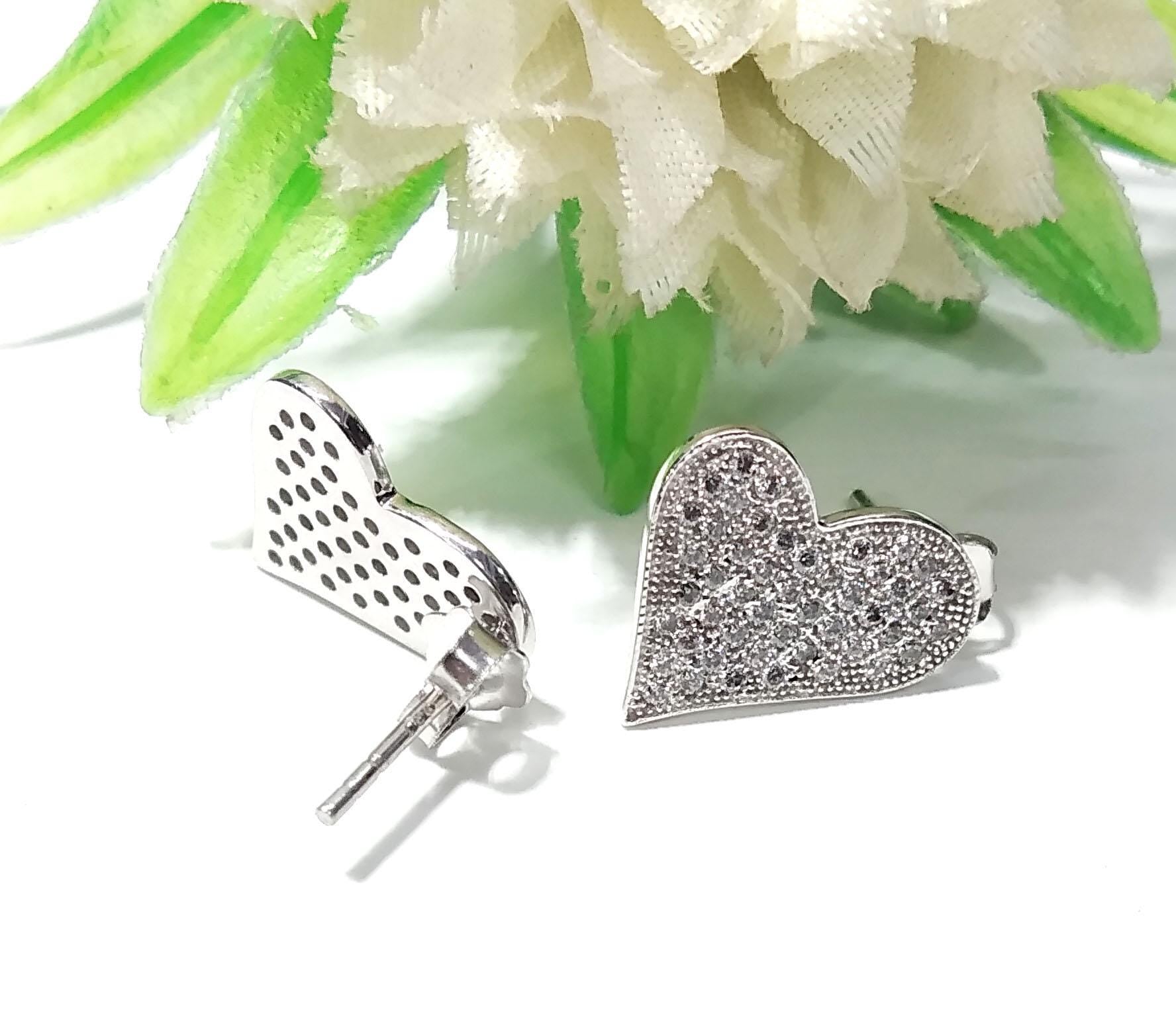 Amazing White Zircon Stone Design Stud Earring, 925 Solid Starling Silver Stud Handmade Earring, Unique Studs Earring, Gift For Girls/Women