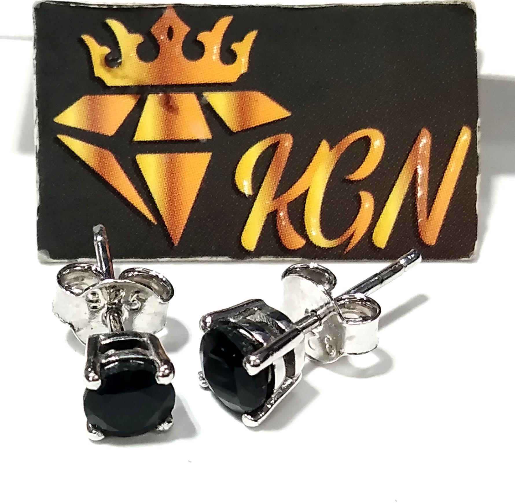 Black Onyx Stud Earrings, 925 Solid Starling Silver Earring, Amazing Natural Black Onyx Faceted Round Shape Stone Size 5x5 mm Christmas Gift