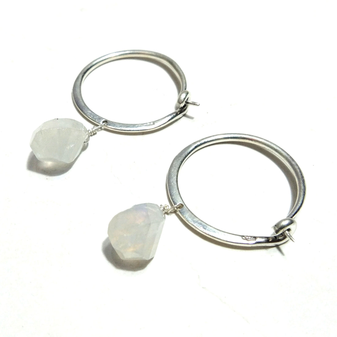 Natural Rainbow Moonstone Blue Fire Stone Earring, 925 Sterling Silver Earring, Moonstone Fancy Drop Shape Stone Earring, For Girls/Women