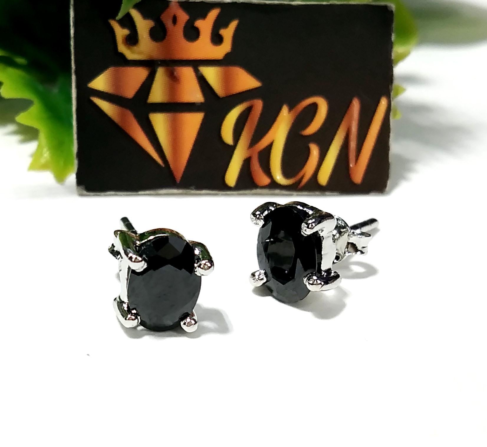 Natural Black Spinel Stud Earrings, 925 Sterling Silver Stud, Amazing Black Spinel Oval Shape Stud, Handmade Studs Earring, For Girls/Women