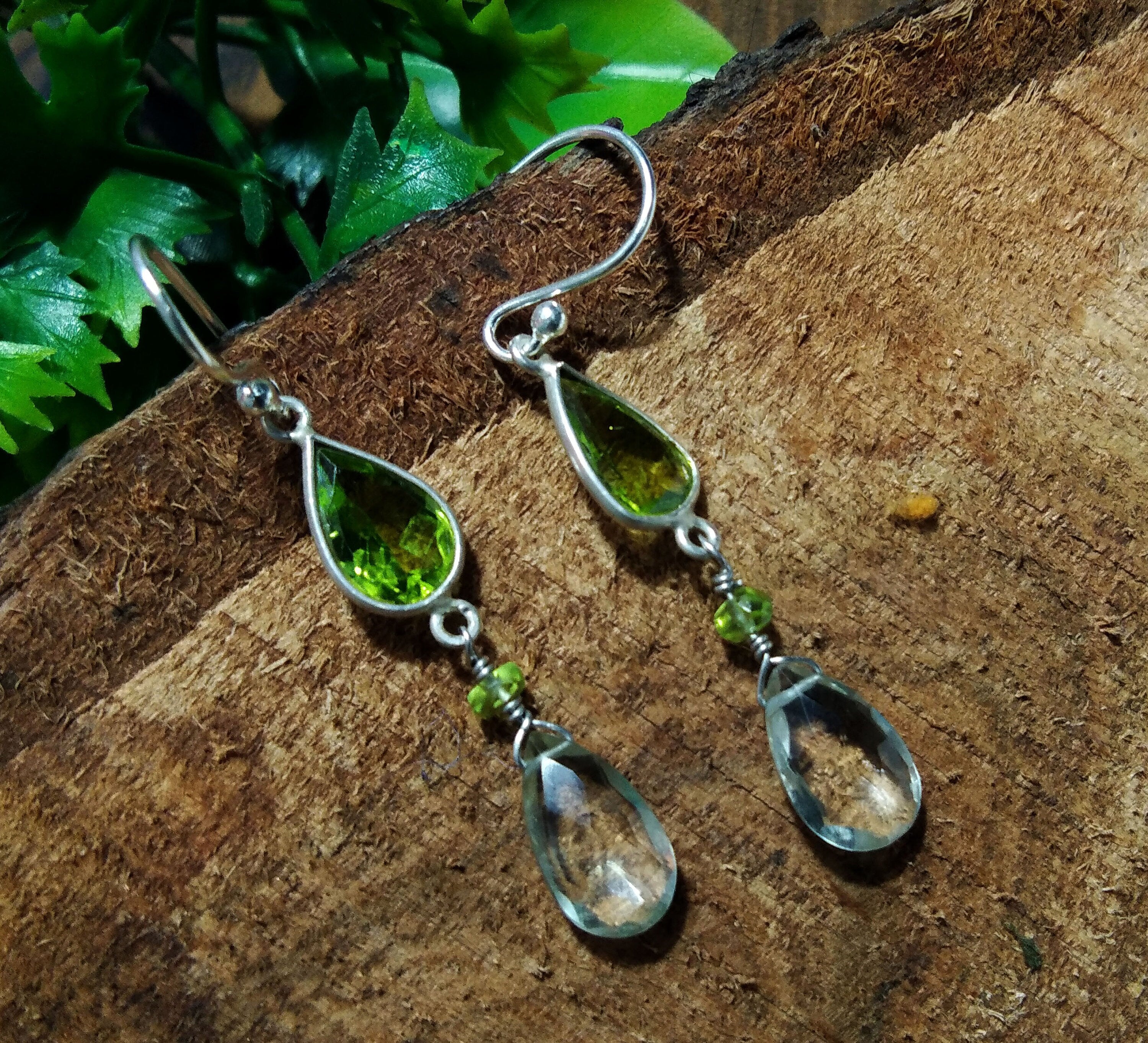 Peridot & Green Amethyst Stone Earring, 925 Silver Earring Jewelry, 100%Natural Peridot/Green Amethyst Gemstone Gift Earring For Girls/Women